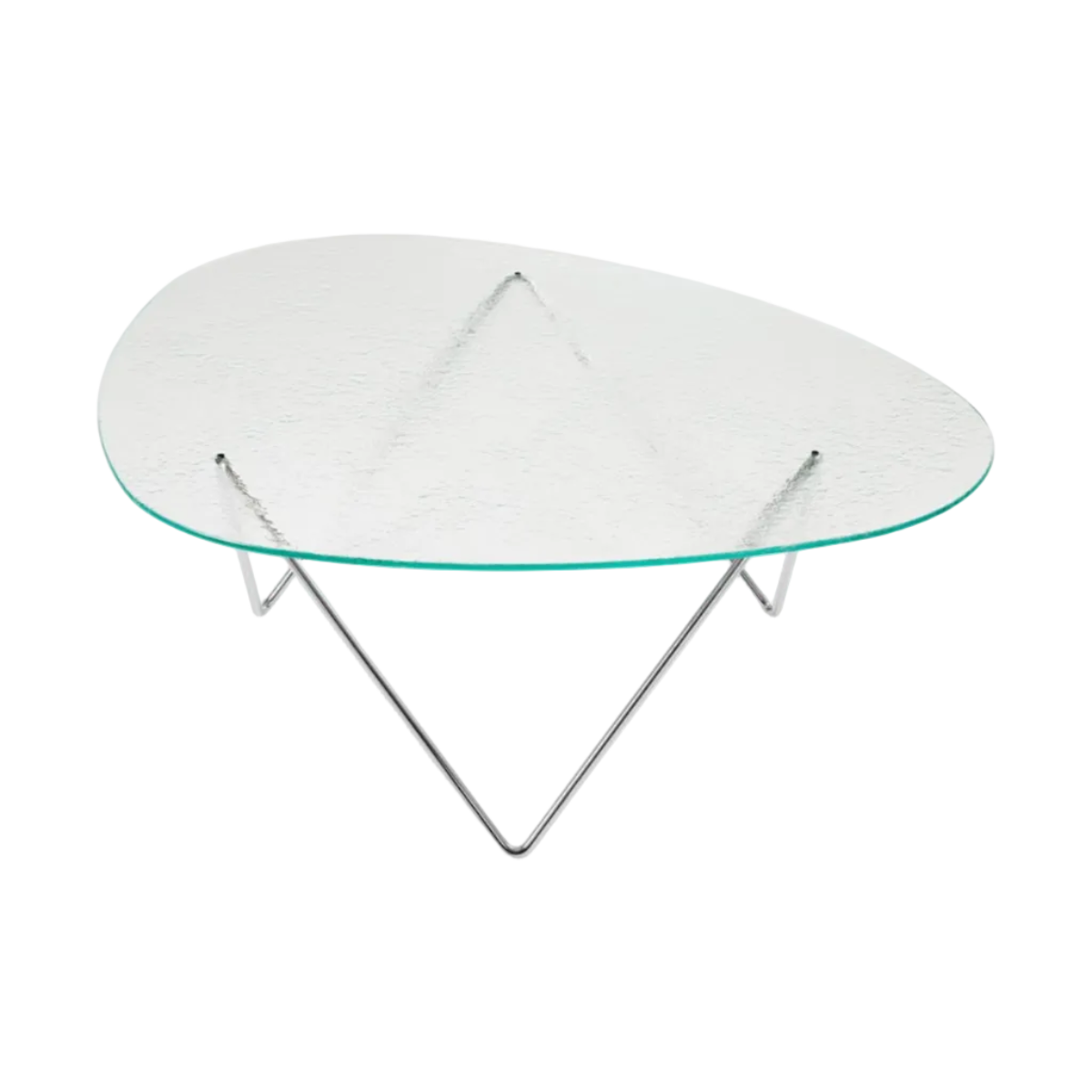 PEDRERA Coffee Table with Transparent Glass and Chrome Base