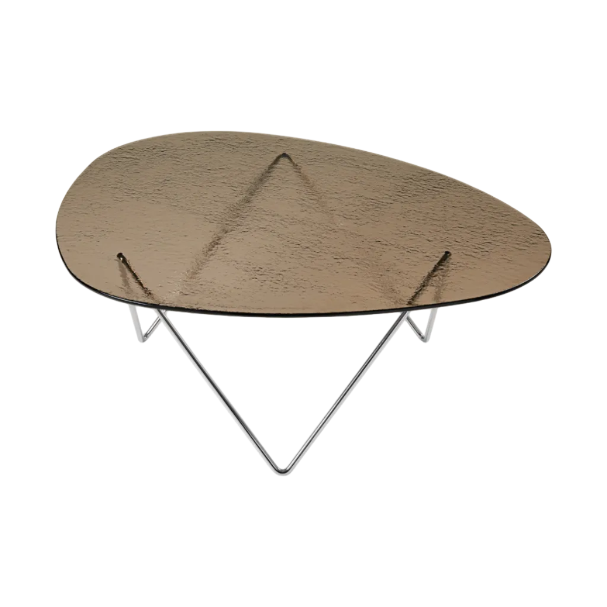 PEDRERA Coffee Table with Brown Glass and Chrome Base