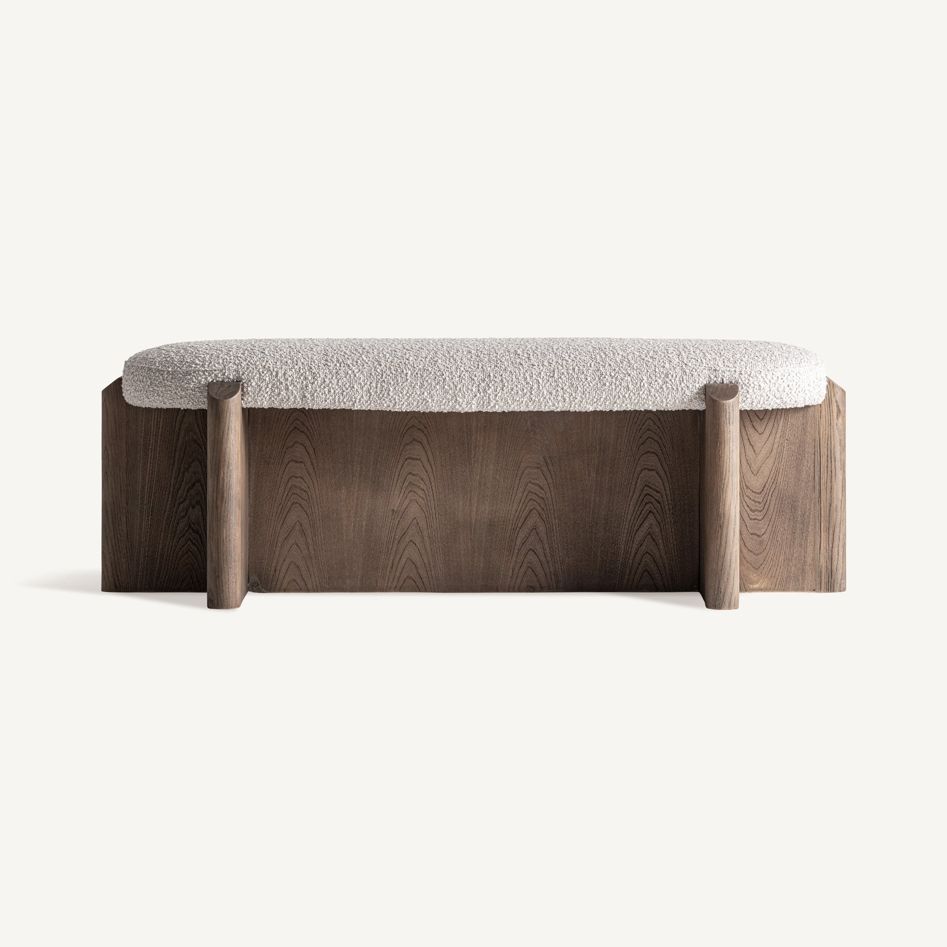 JACQUARD Bench in Elm Wood with Beige Seat