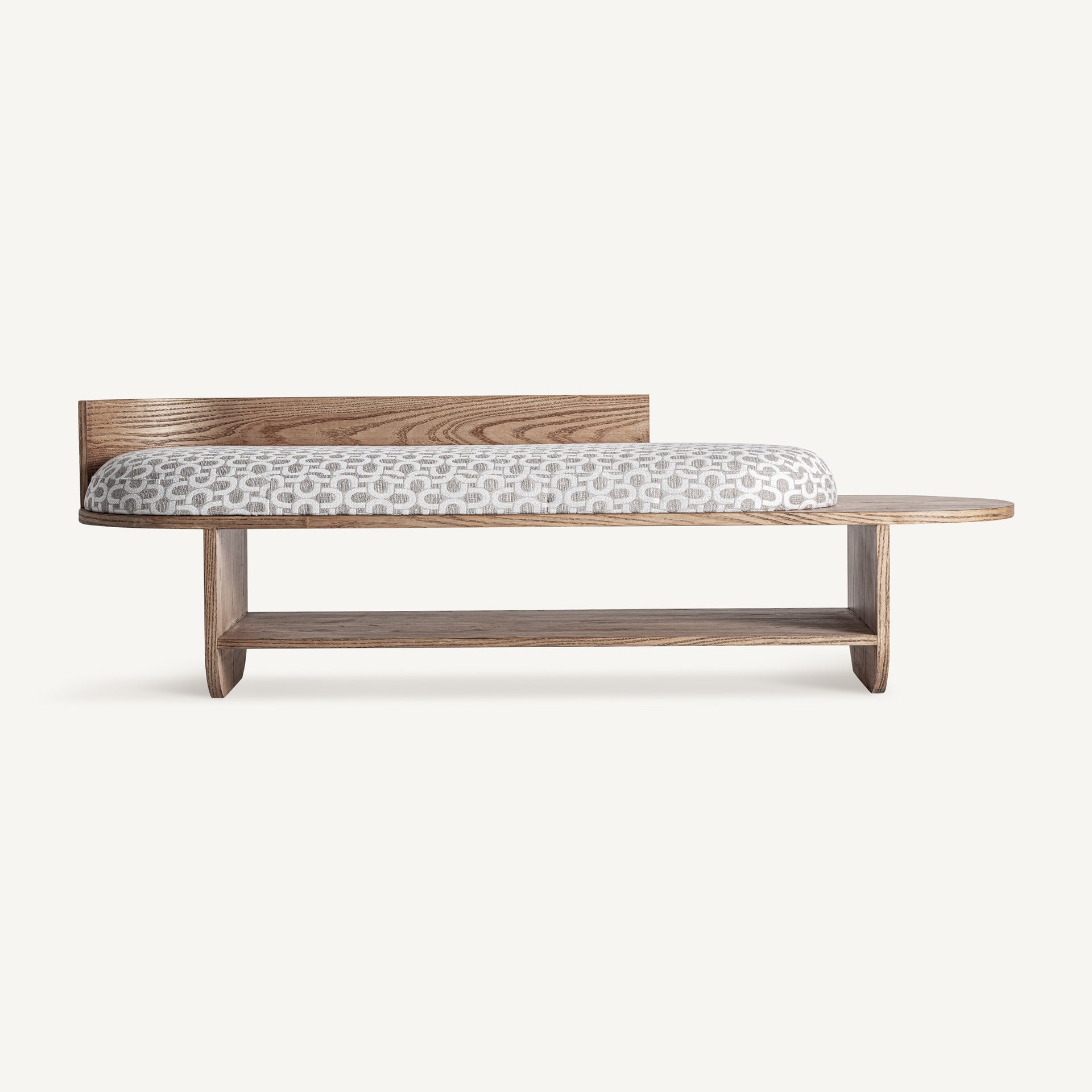 Bank KALK beige mit Basis aus Weidenholz