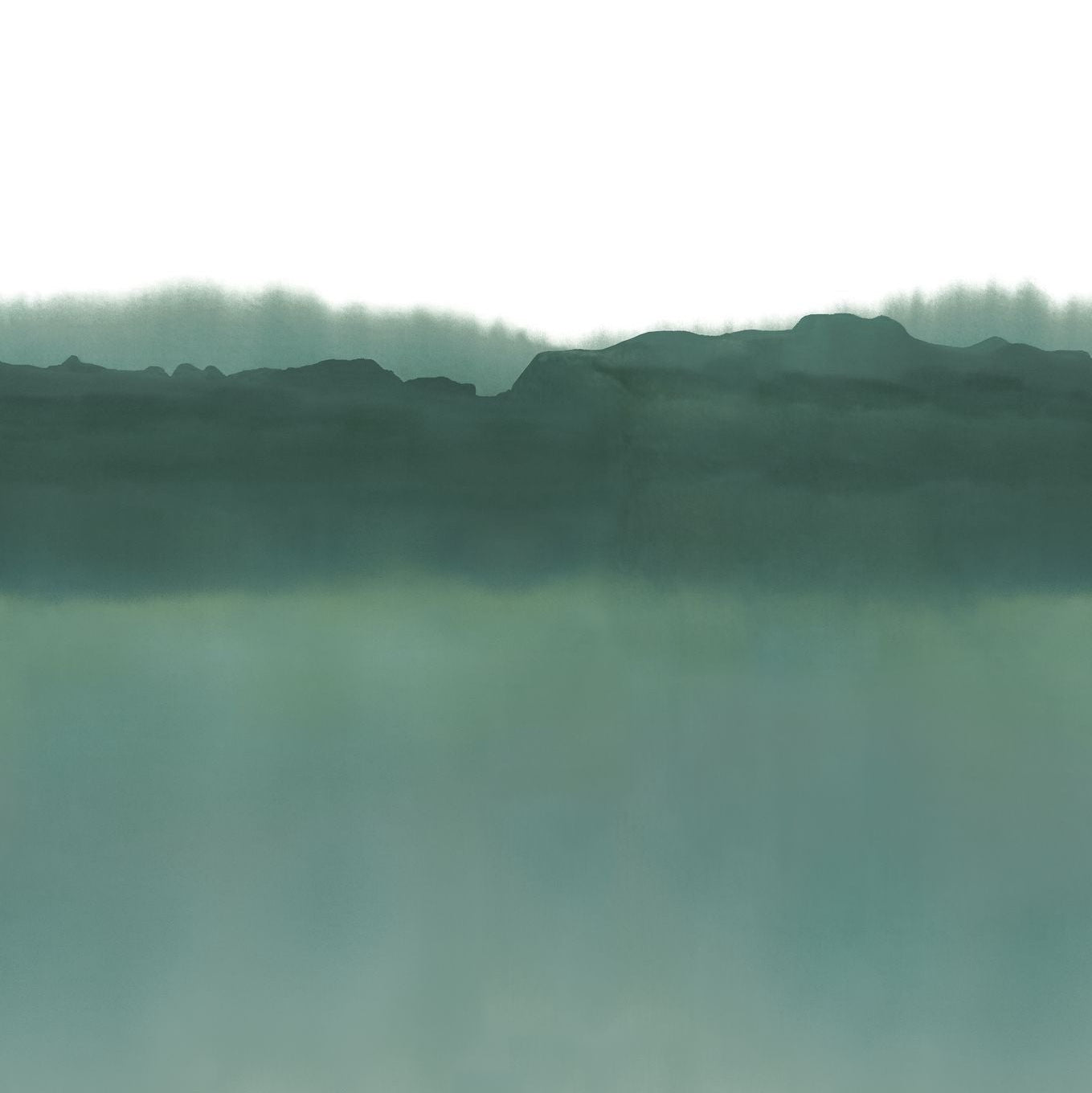 Muurschildering met landschap PITTORE - TURQUOISE turkoois