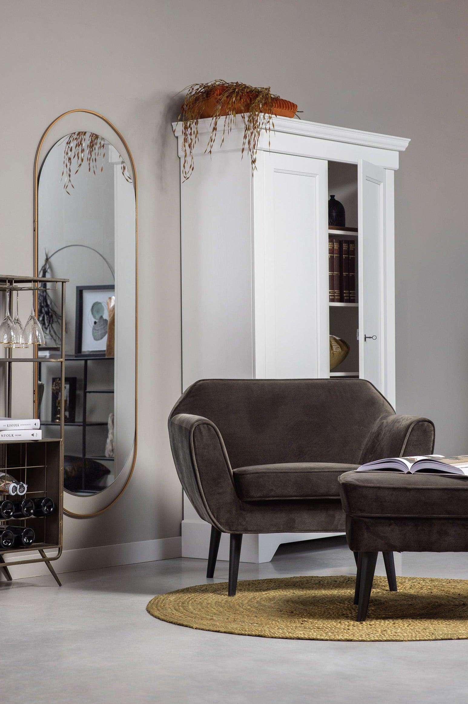 Podnóżek aksamitny ROCCO oliwkowy Woood Eye on Design