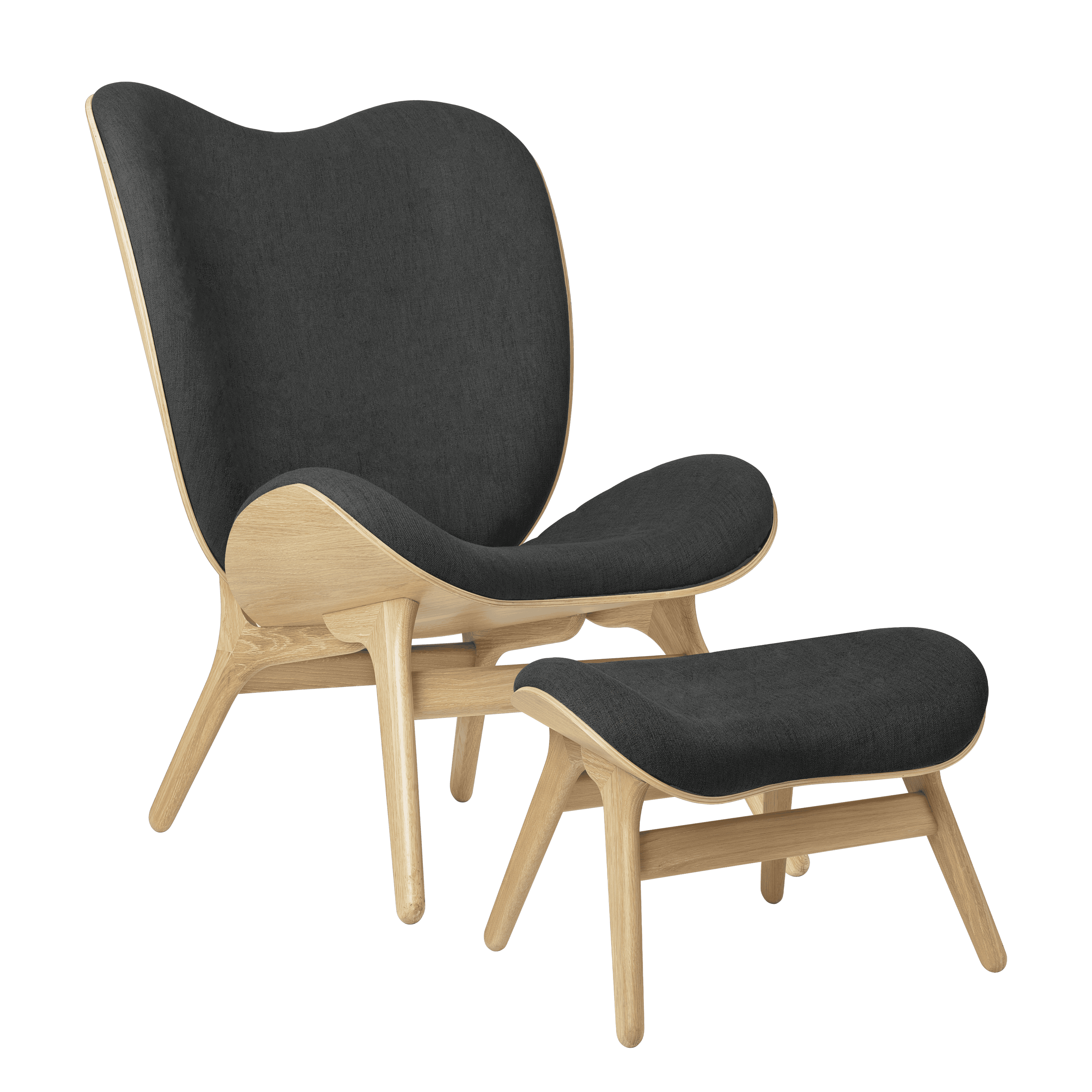 Podnóżek CONVERSATION PIECE antracytowy z dębową podstawą UMAGE Eye on Design