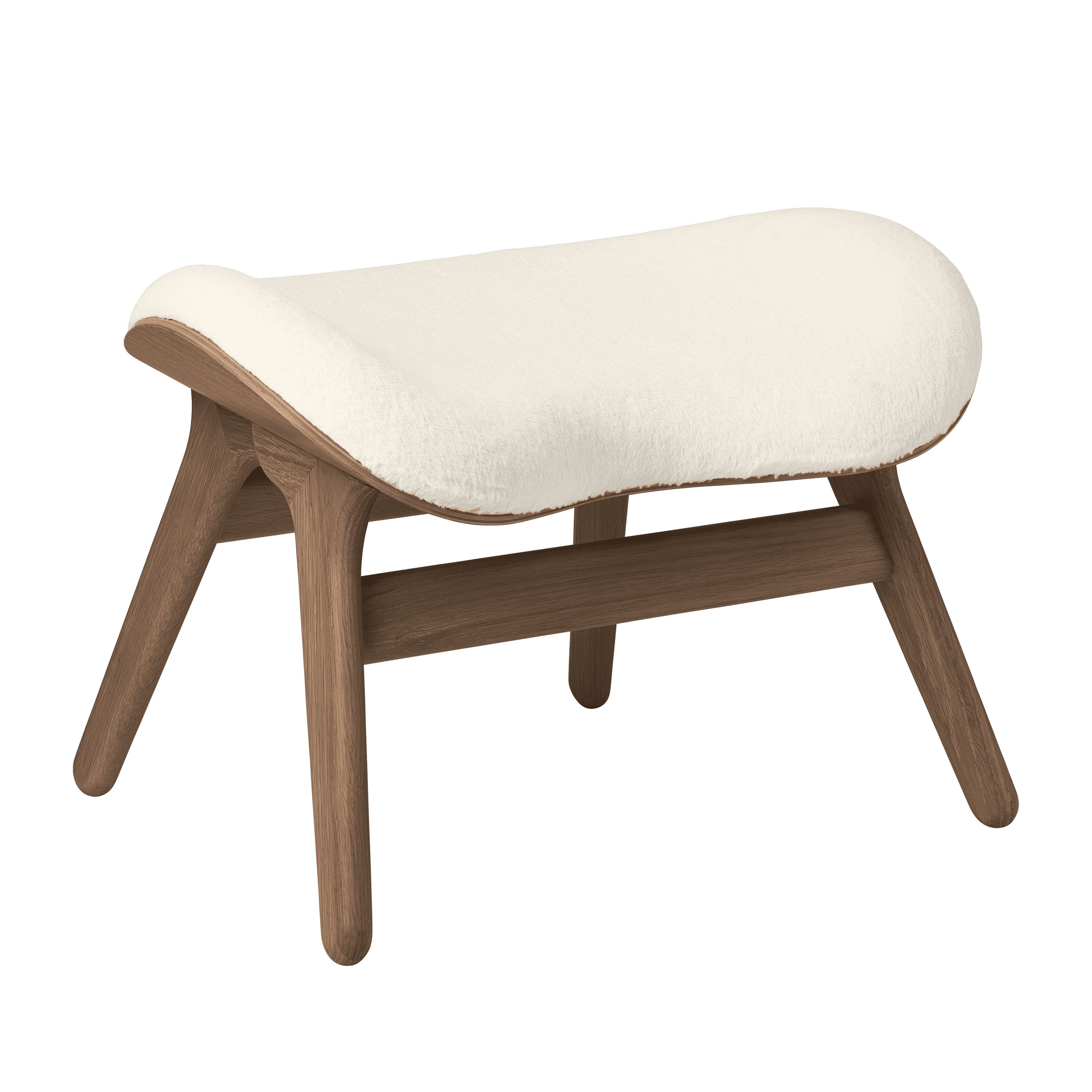 Podnóżek CONVERSATION PIECE kremowy plusz z ciemno dębową podstawą UMAGE Eye on Design