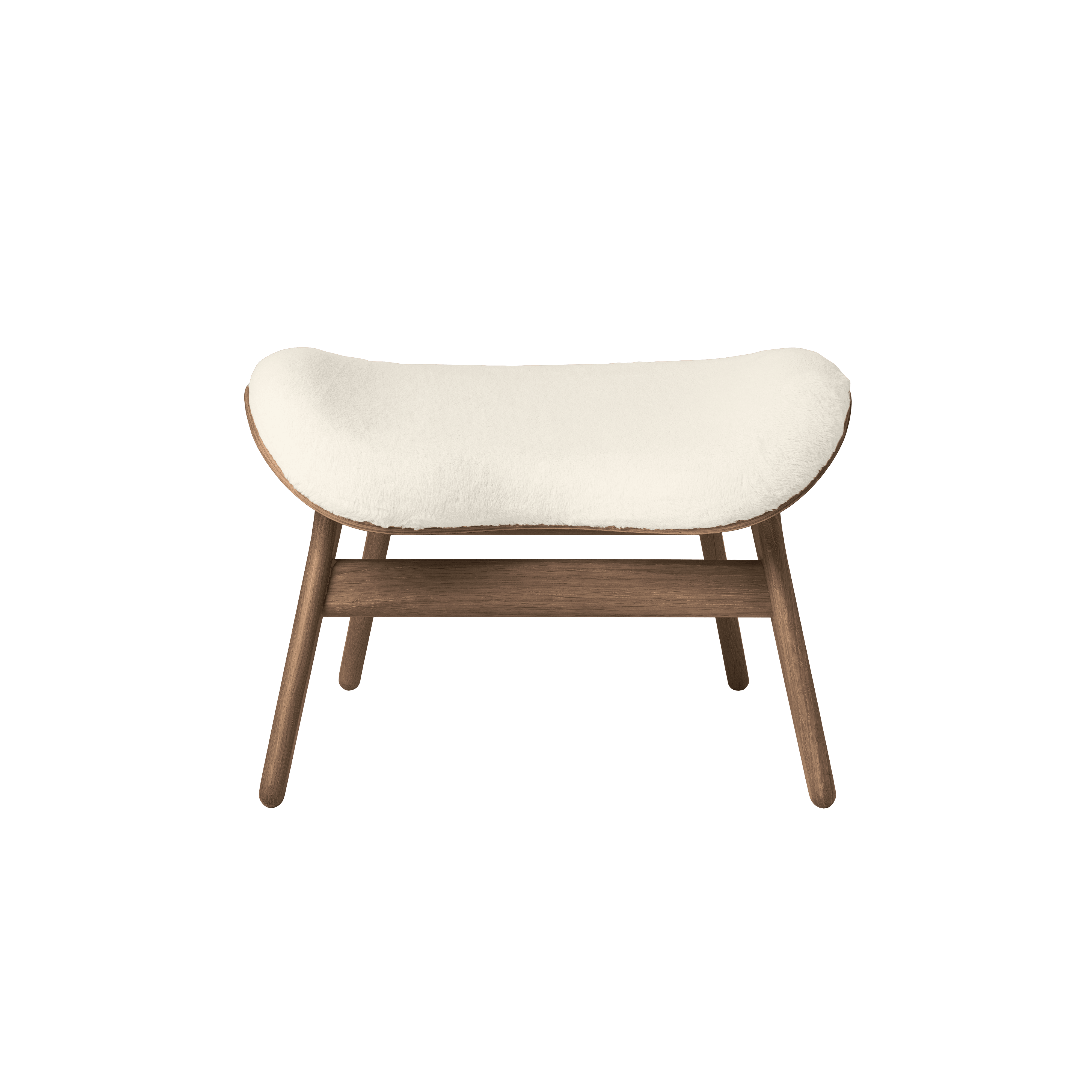 Podnóżek CONVERSATION PIECE kremowy plusz z ciemno dębową podstawą UMAGE Eye on Design