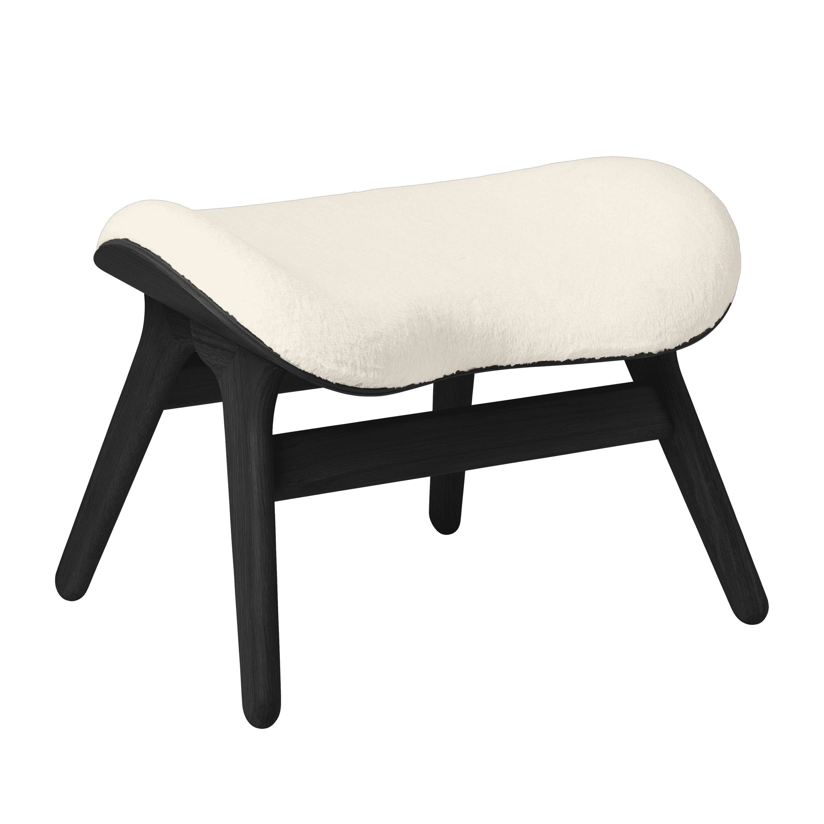 Podnóżek CONVERSATION PIECE kremowy plusz z czarną podstawą UMAGE Eye on Design