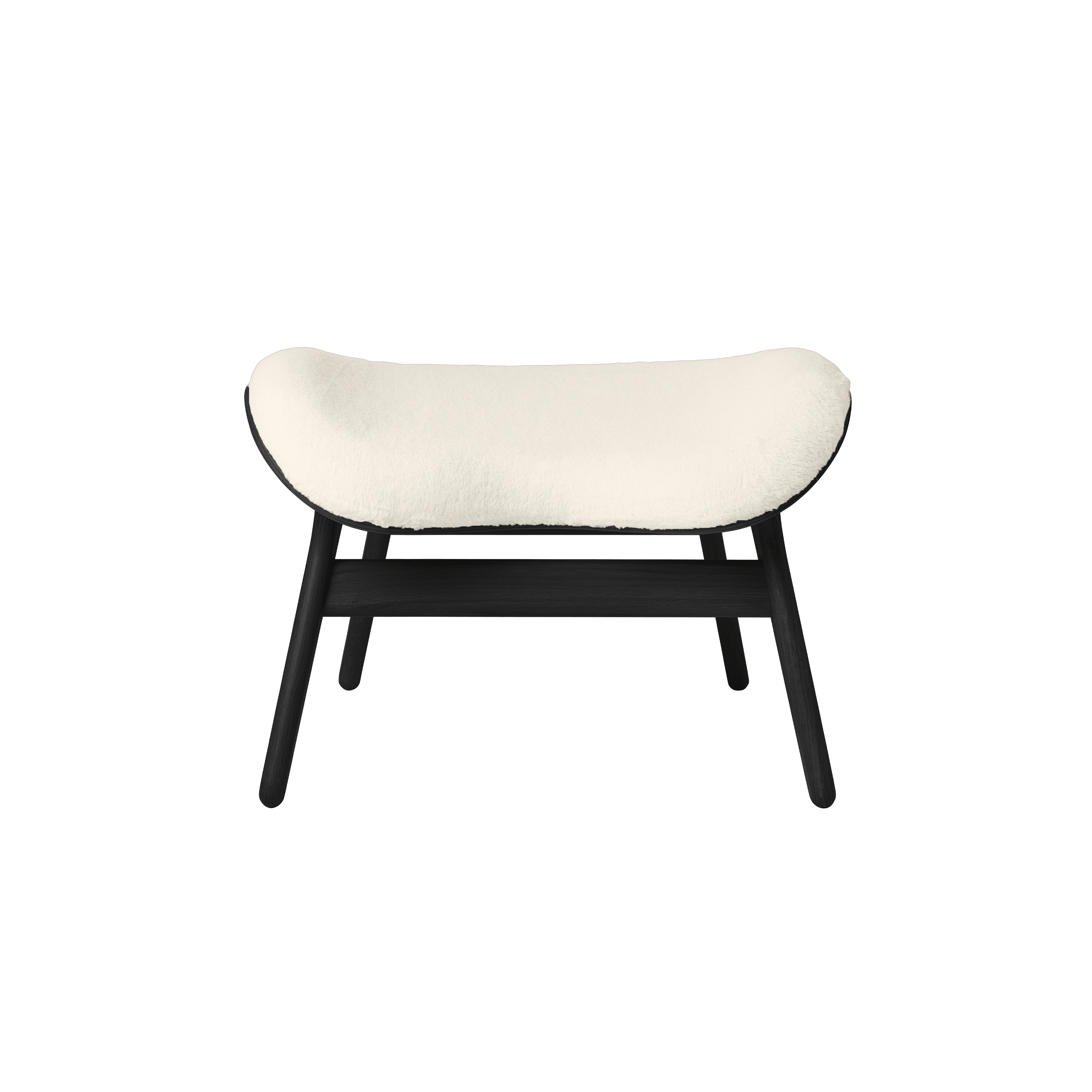 Podnóżek CONVERSATION PIECE kremowy plusz z czarną podstawą UMAGE Eye on Design