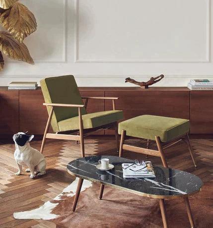 Podnóżek FOX niebieski w tkaninie Velvet Indigo 366 concept Eye on Design