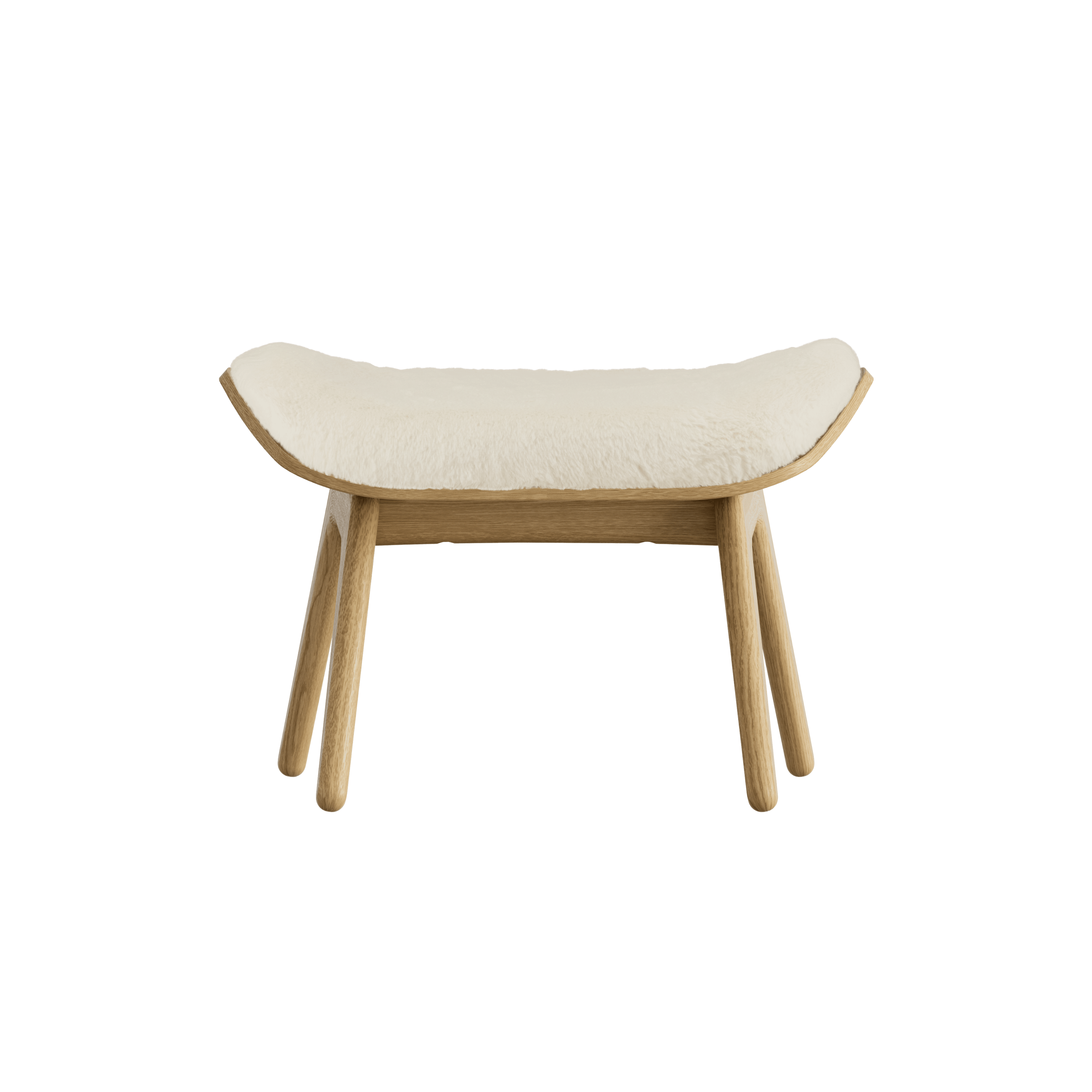 Podnóżek READER kremowy plusz z dębową podstawą UMAGE Eye on Design