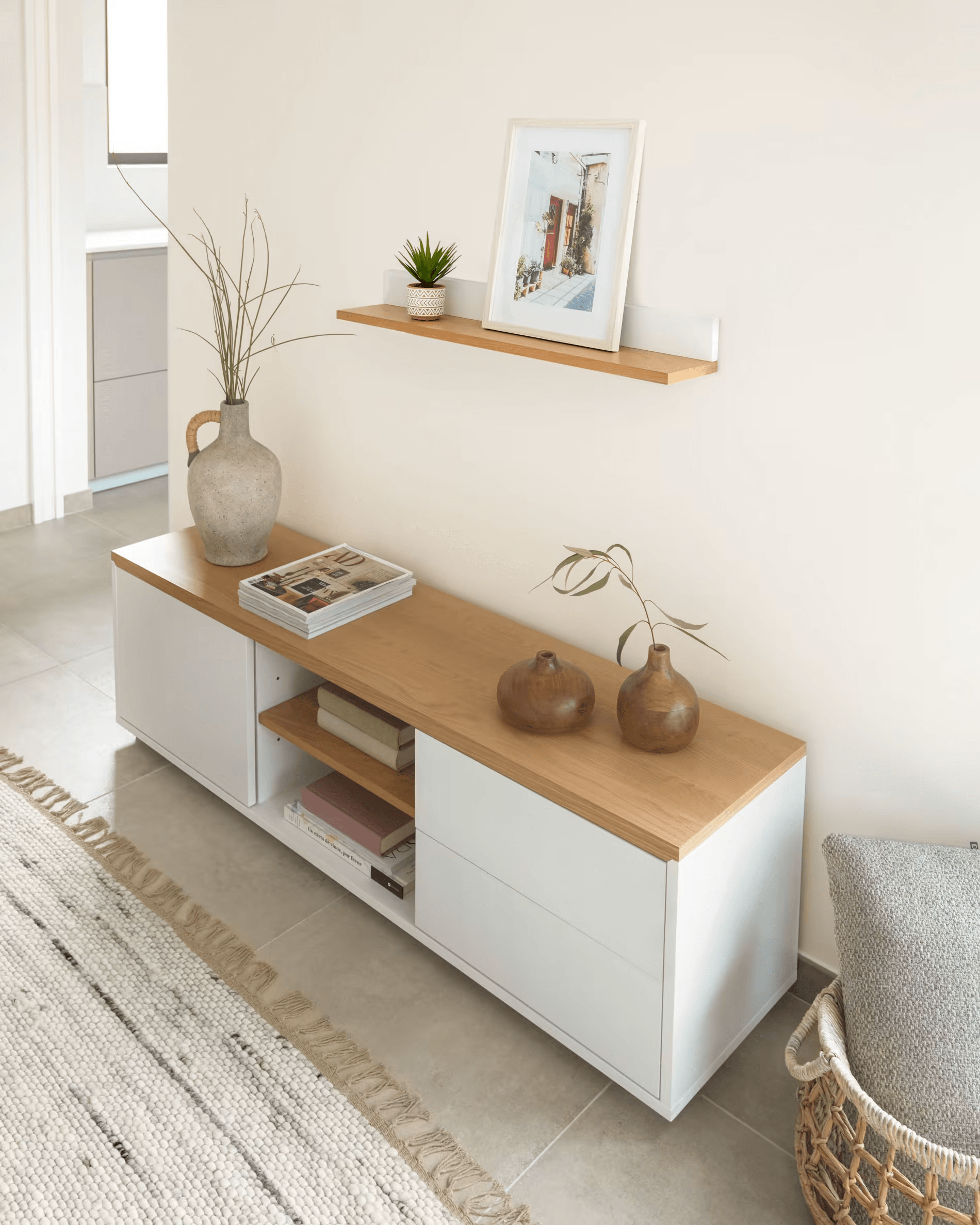 Półka wisząca ABILEN biały – styl minimalistyczny