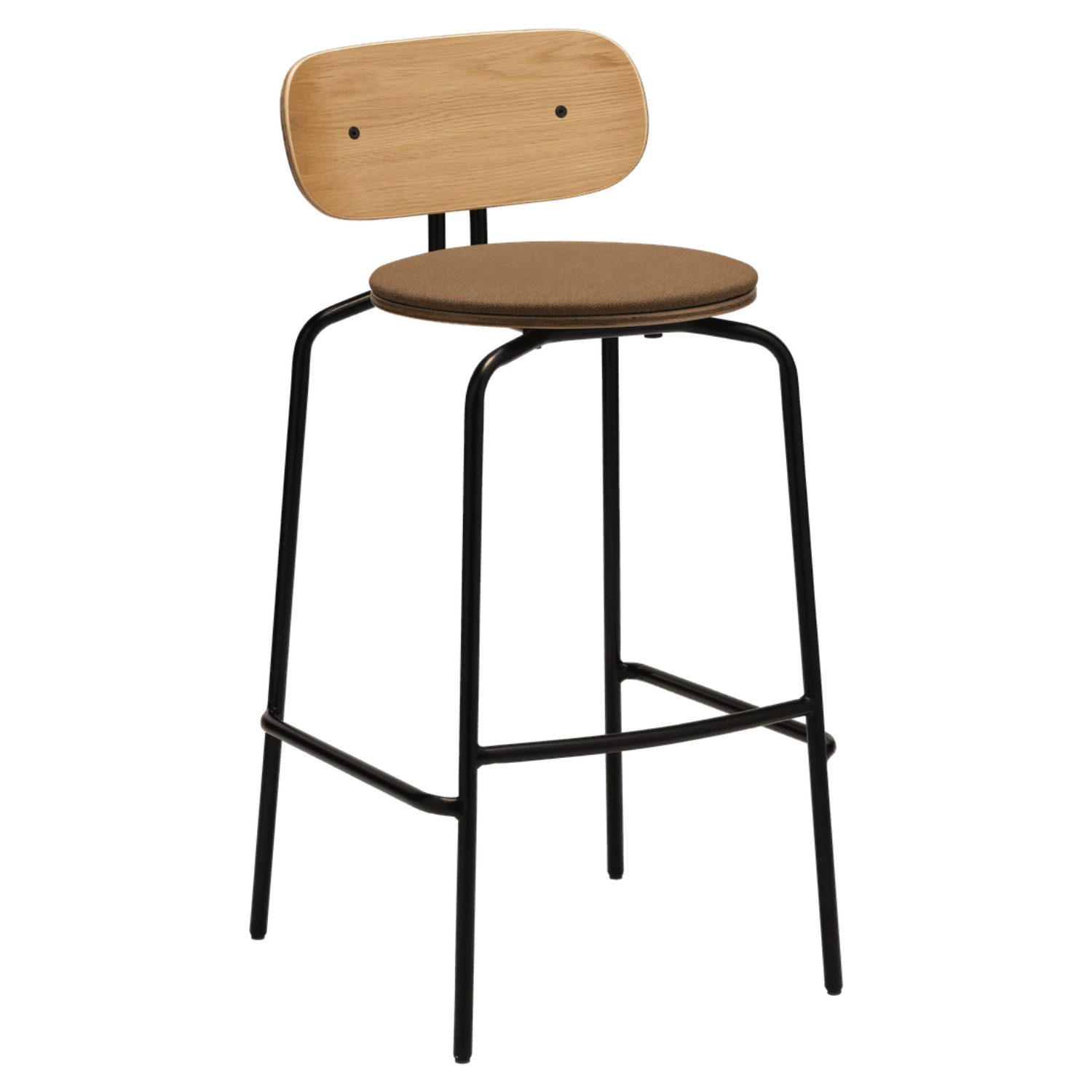 Hocker CURIOUS kaneelkleurig met zwarte basis