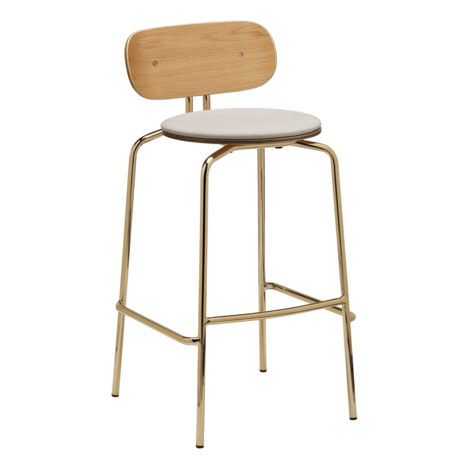 Beige neugieriger Hoker mit einer goldenen Basis