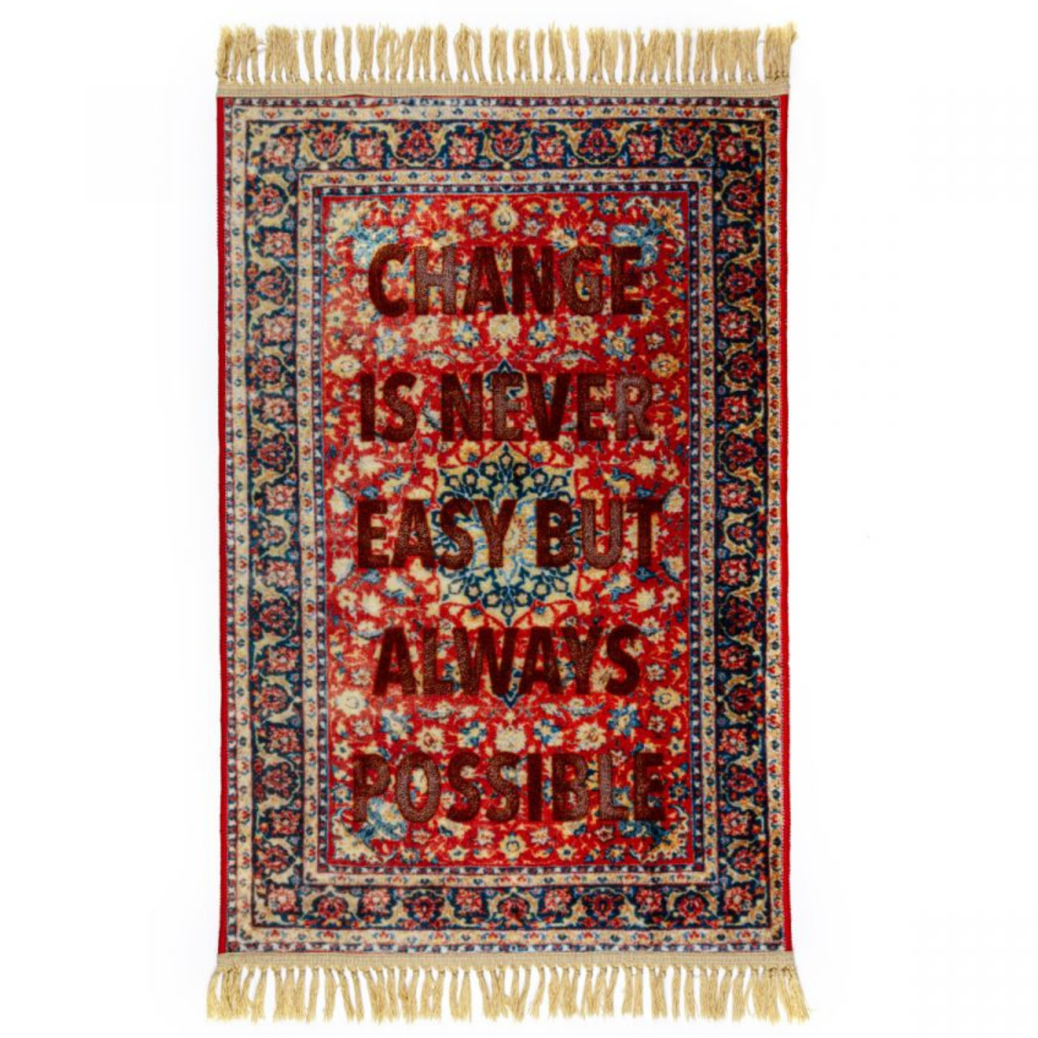 Decoratieve vloerkleed BURNT - MOGELIJK rood