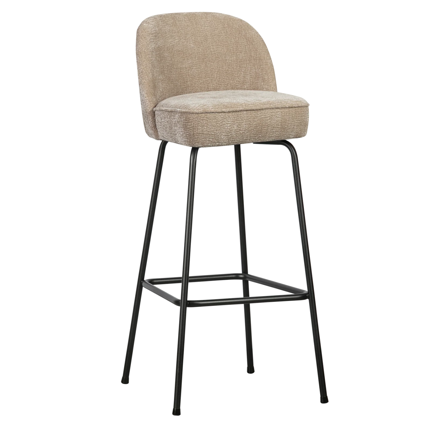 Hocker VOGUE 3D zandkleurig chenille met zwarte basis