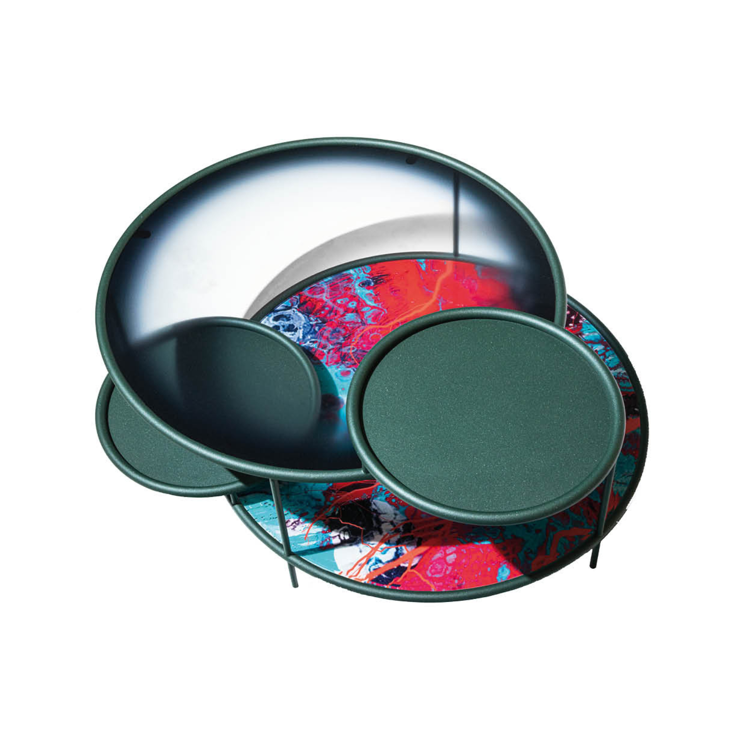 Coffee table sangaka dyed glass