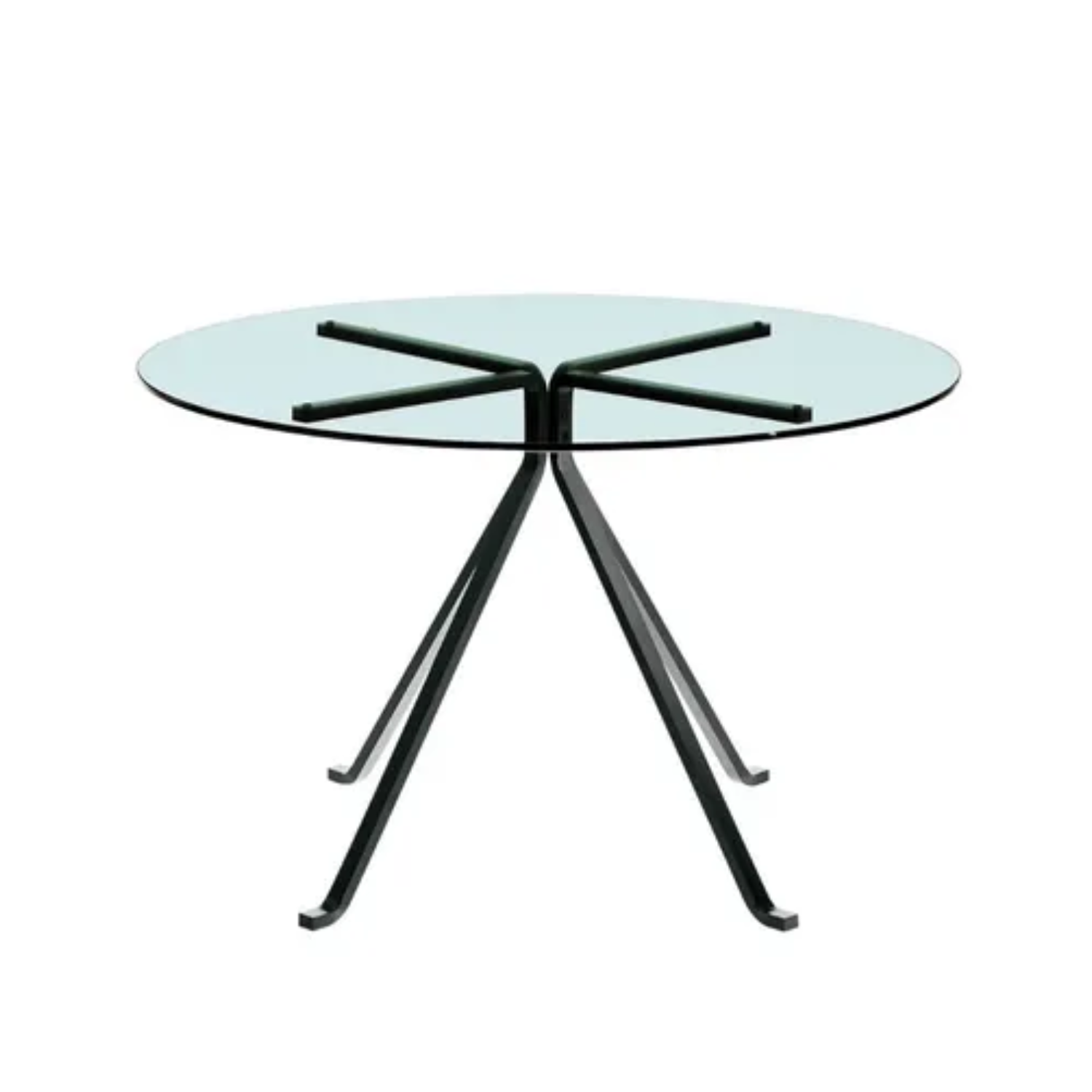 Cudino -Glas -Tisch mit einer schwarzen Basis