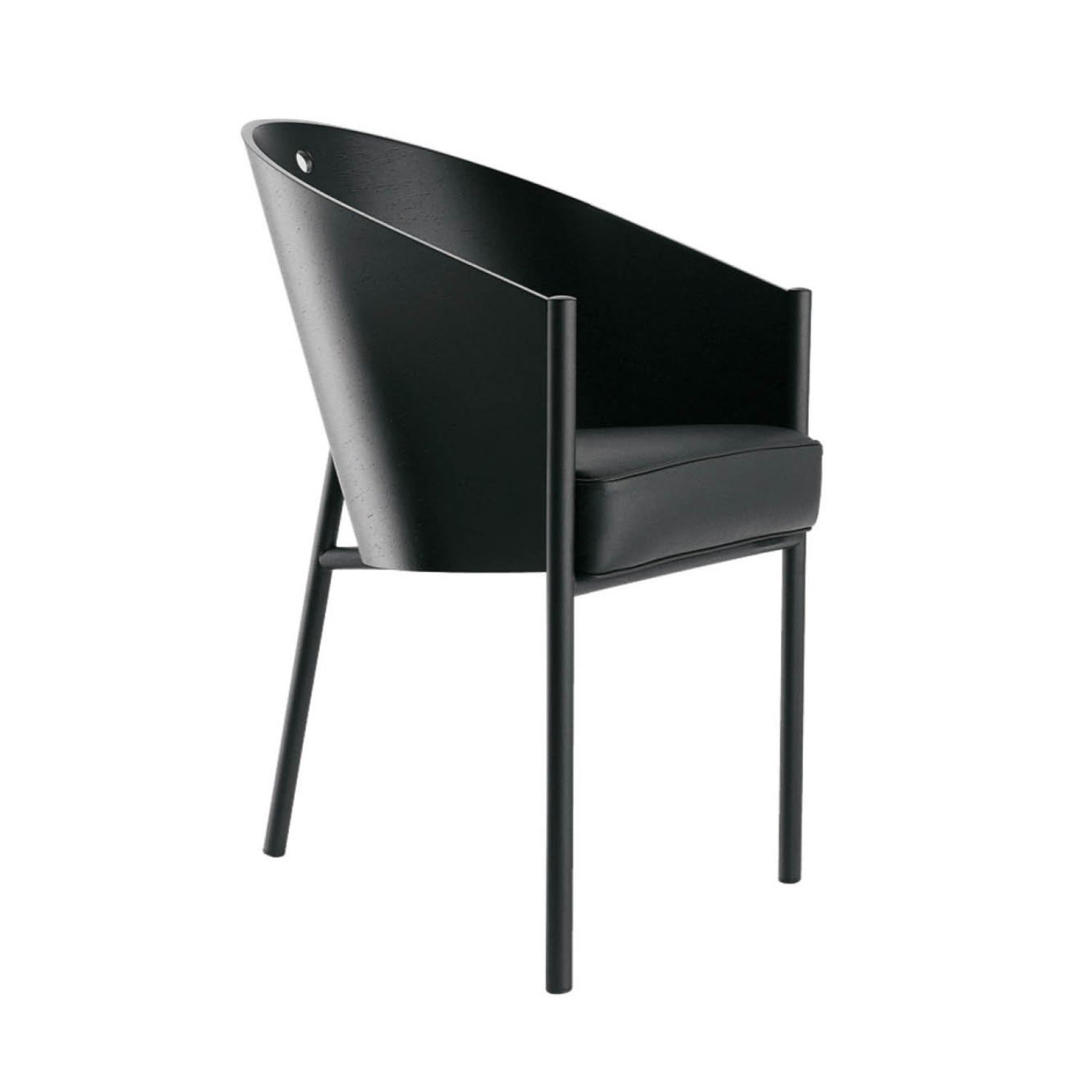 Kosten Stuhl schwarzer Eichenfurnier mit schwarzem Leder