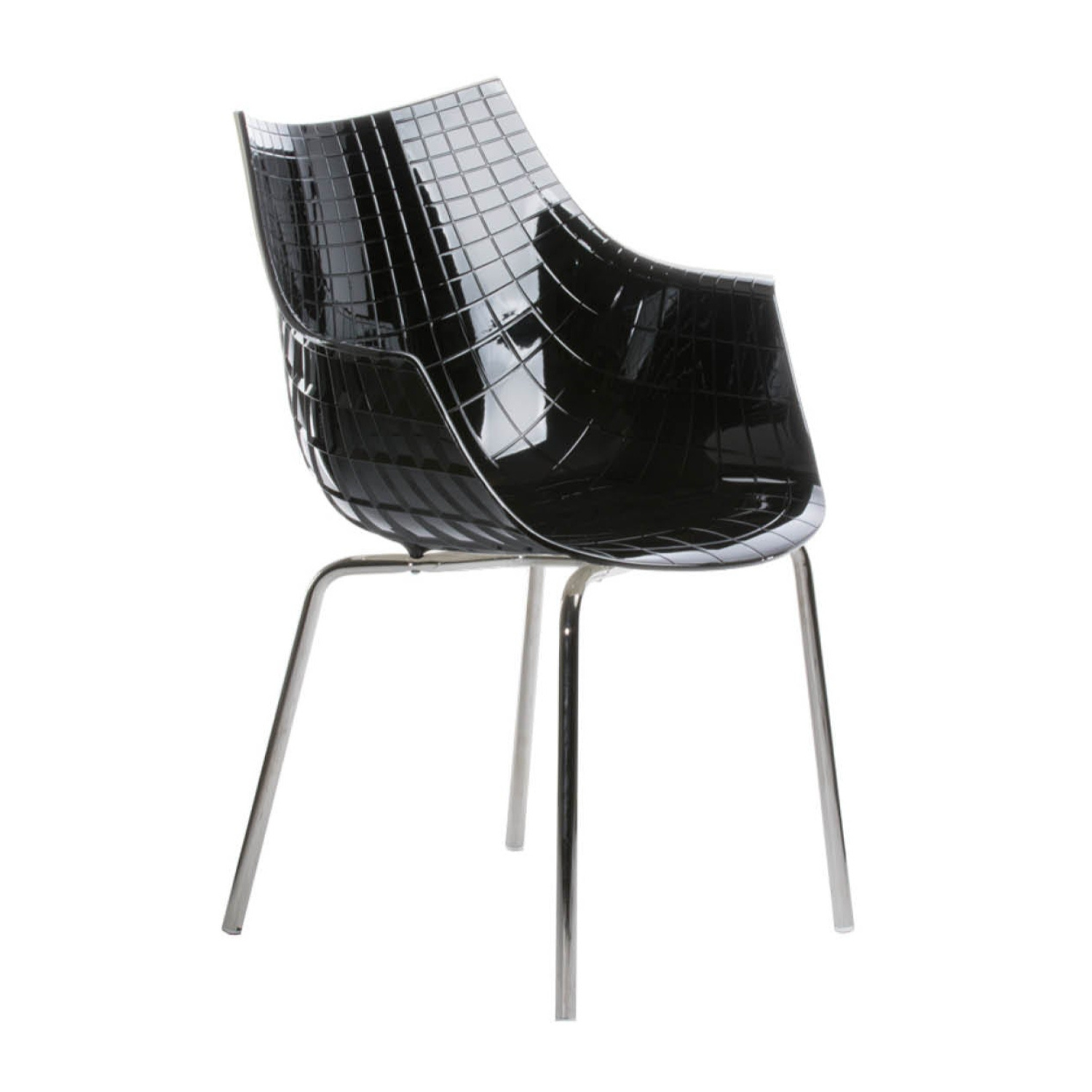 Schwarzer Meridiana -Stuhl mit einer Chrombasis