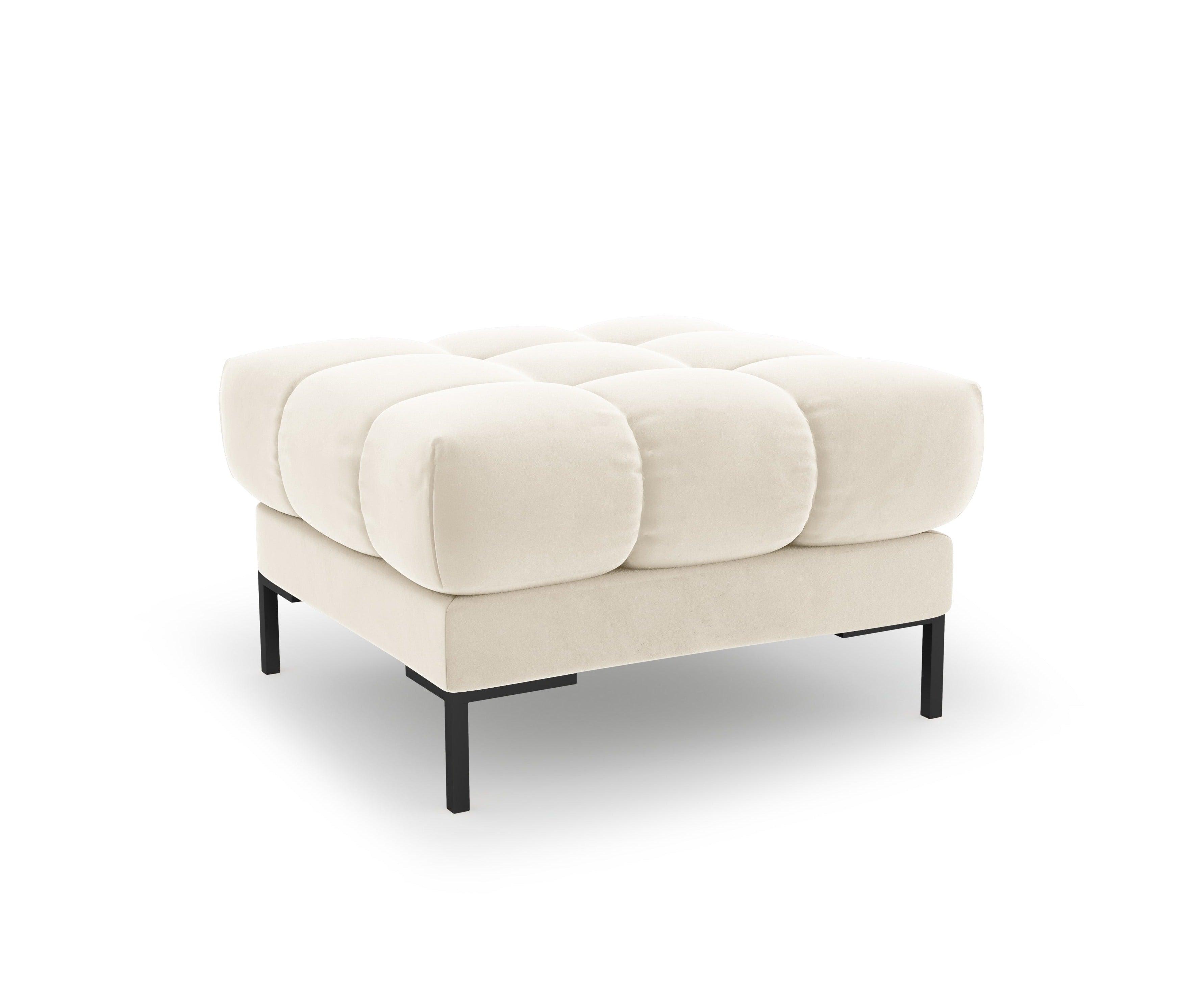 Puf aksamitny BALI jasnobeżowy z czarną podstawą Cosmopolitan Design Eye on Design