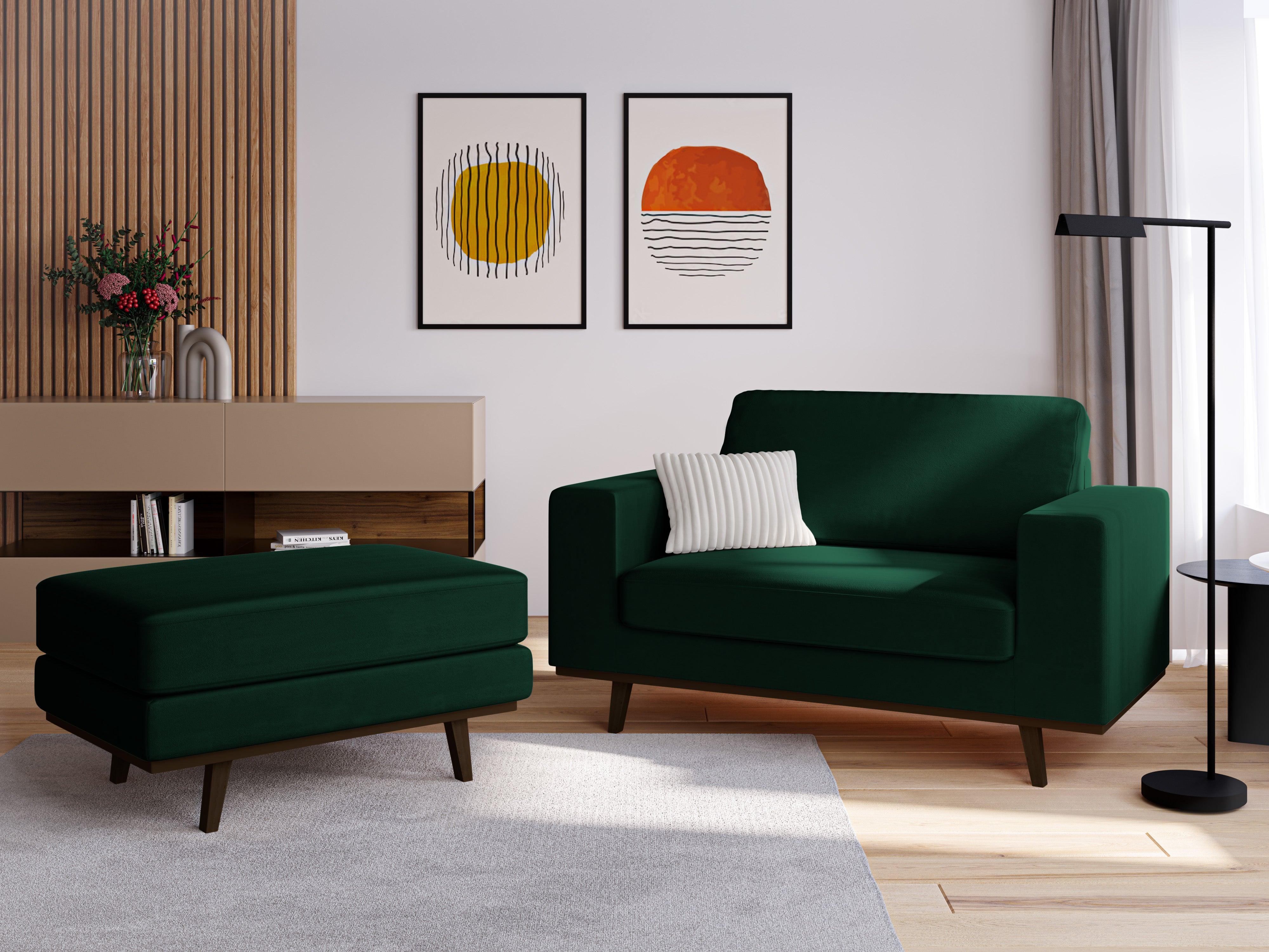 Puf aksamitny HEBE butelkowa zieleń Mazzini Sofas Eye on Design