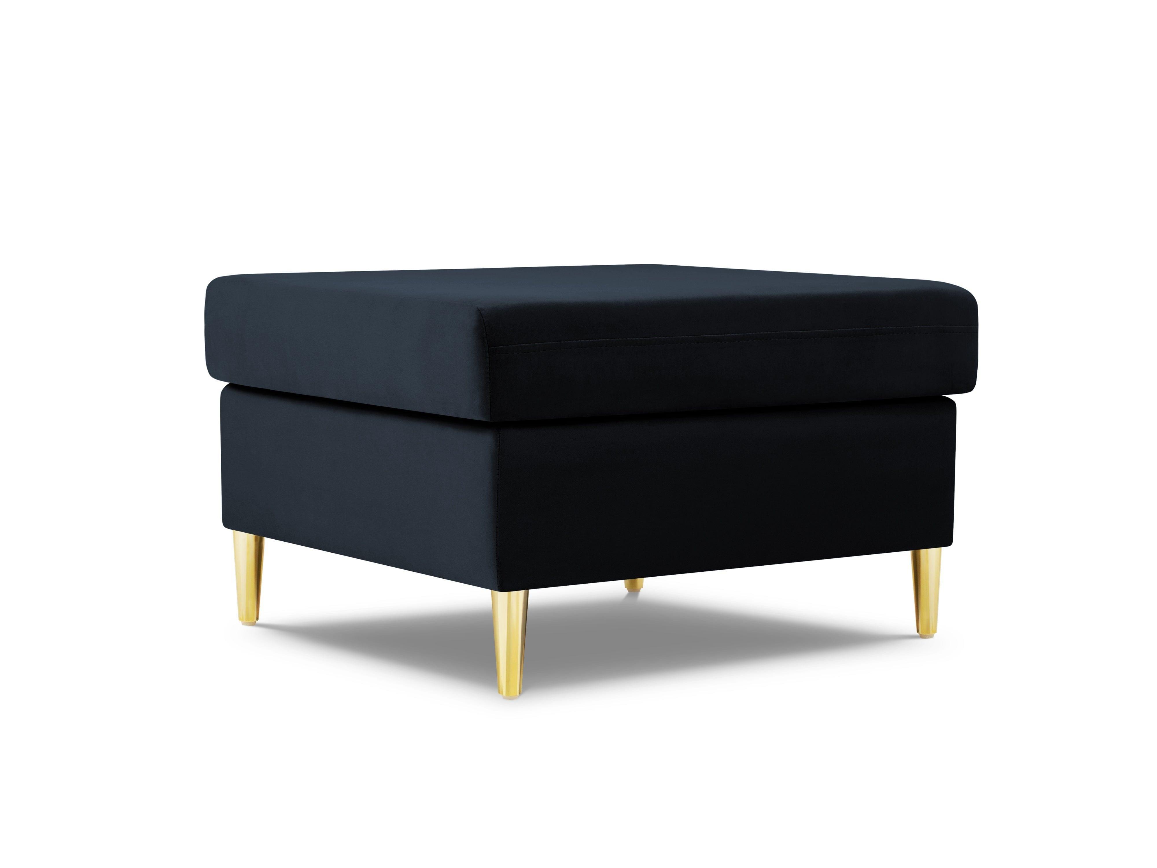 Puf aksamitny KYOTO ciemnoniebieski ze złotą podstawą Cosmopolitan Design Eye on Design