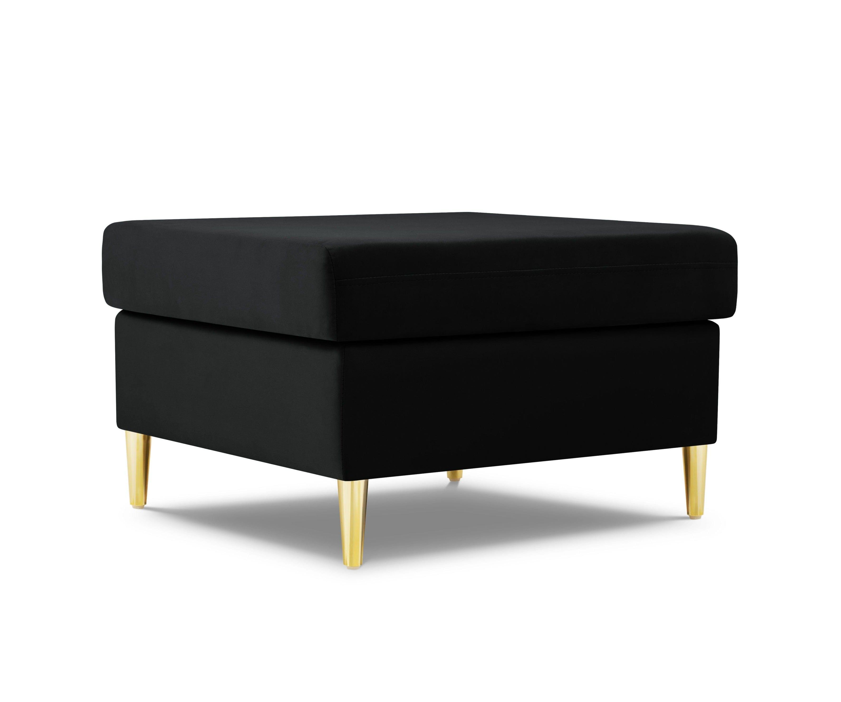 Puf aksamitny KYOTO czarny ze złotą podstawą Cosmopolitan Design Eye on Design