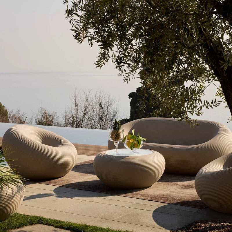 NAMI Brauner runder Outdoor-Teppich