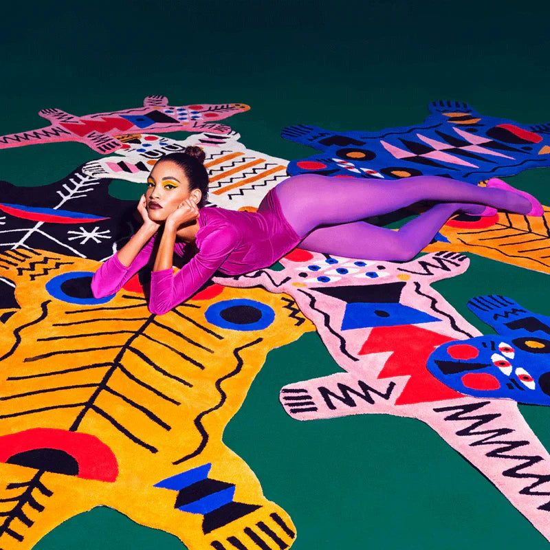 Decorative rug ZIBRA black