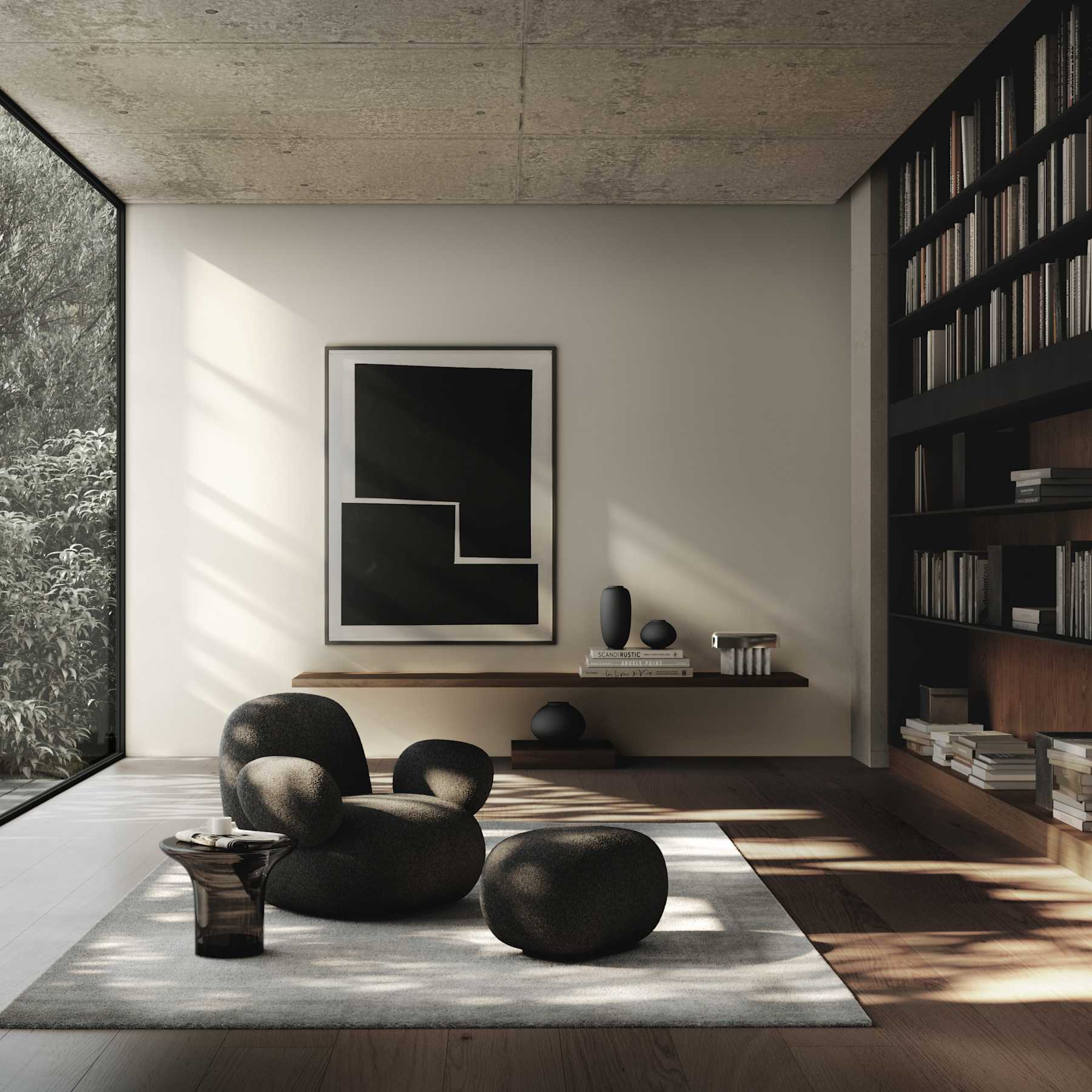 Fauteuil TOE FLAT grijs-bruin bouclé