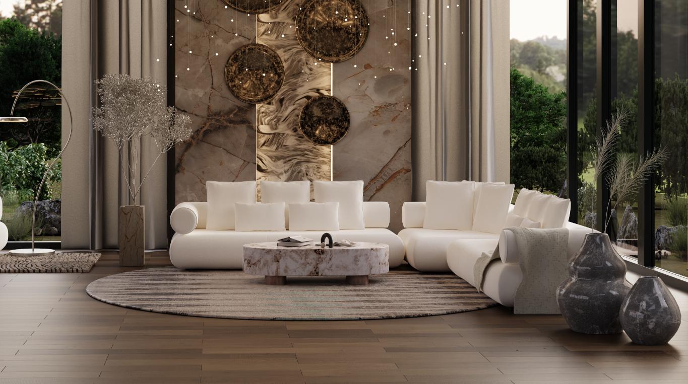 Modulaire rechtse hoekbank CASABLANCA gepersonaliseerd