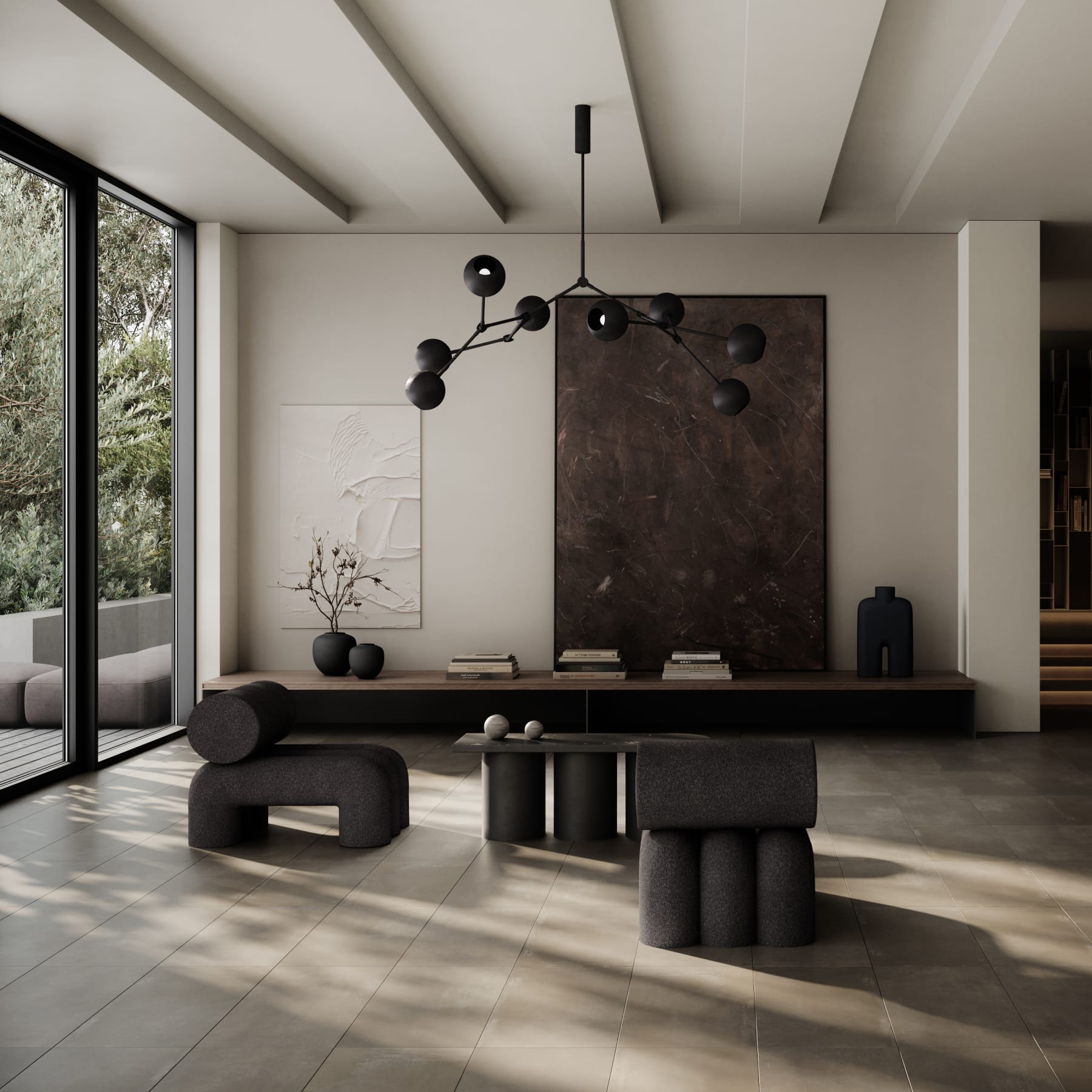 FOKU Sessel graubraun Bouclé