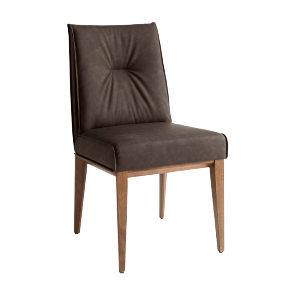 Gestoffeerde ROMY stoel met notenhouten basis