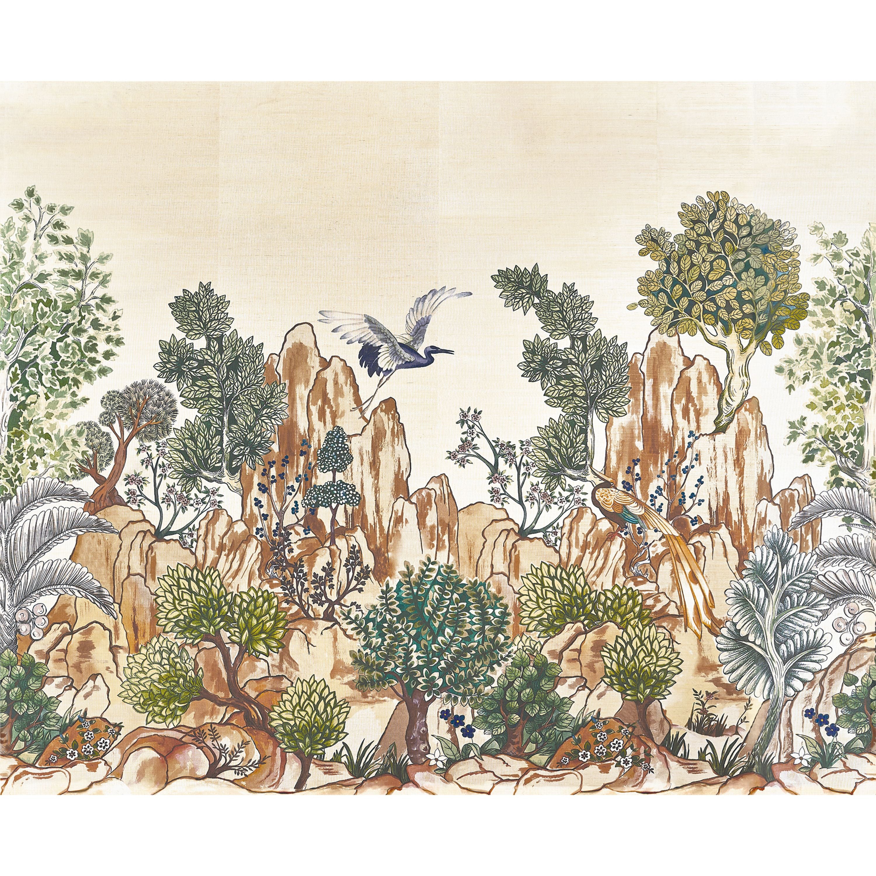 Beige mural with a plant landscape HANG MUA