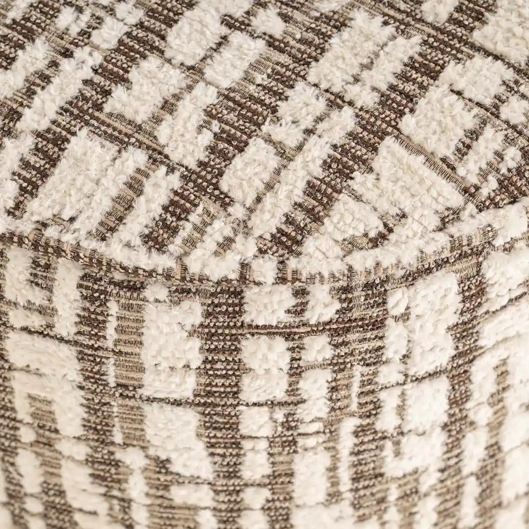 Puf LEXIE crème met bruin