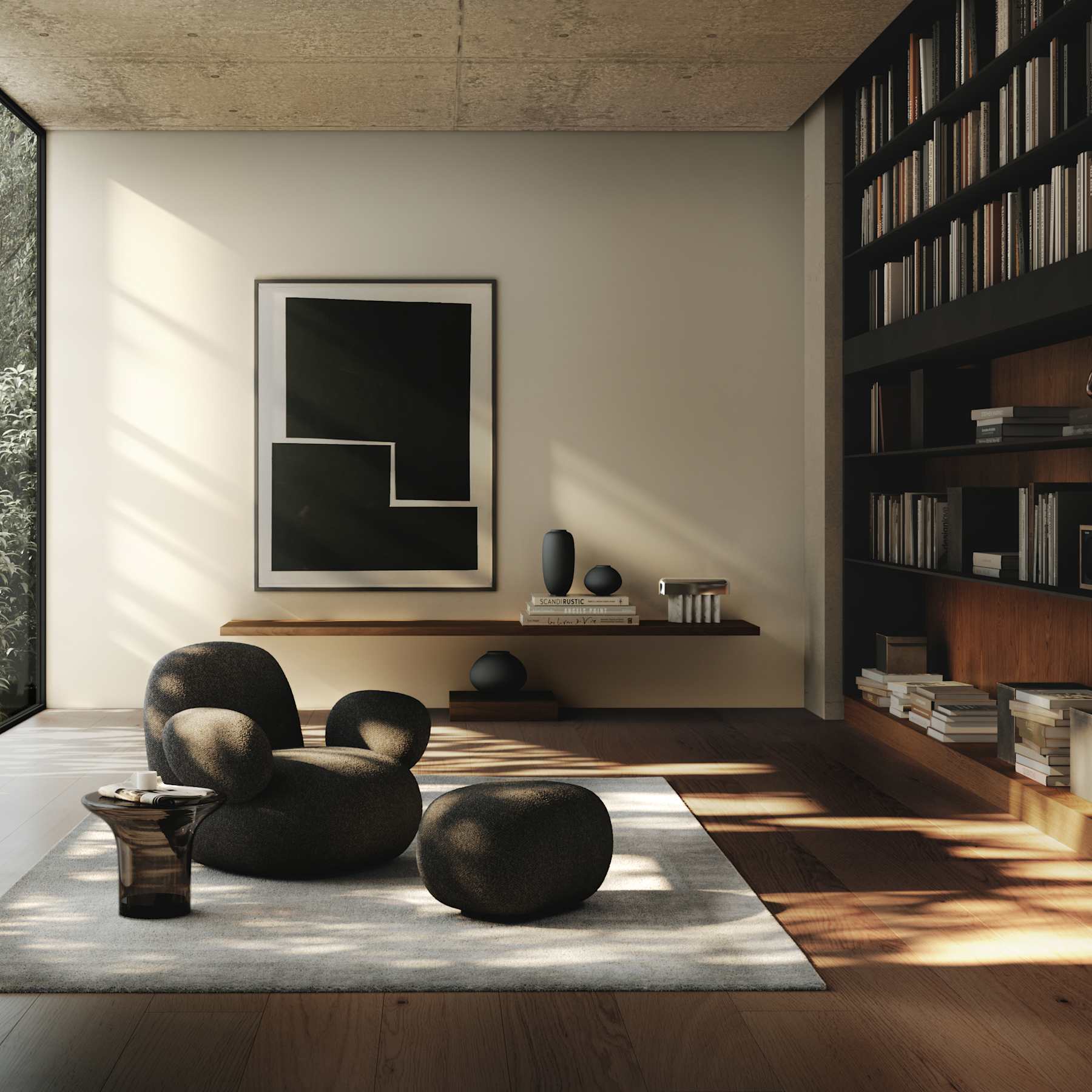 TRUMPET Couchtisch Rauchglas