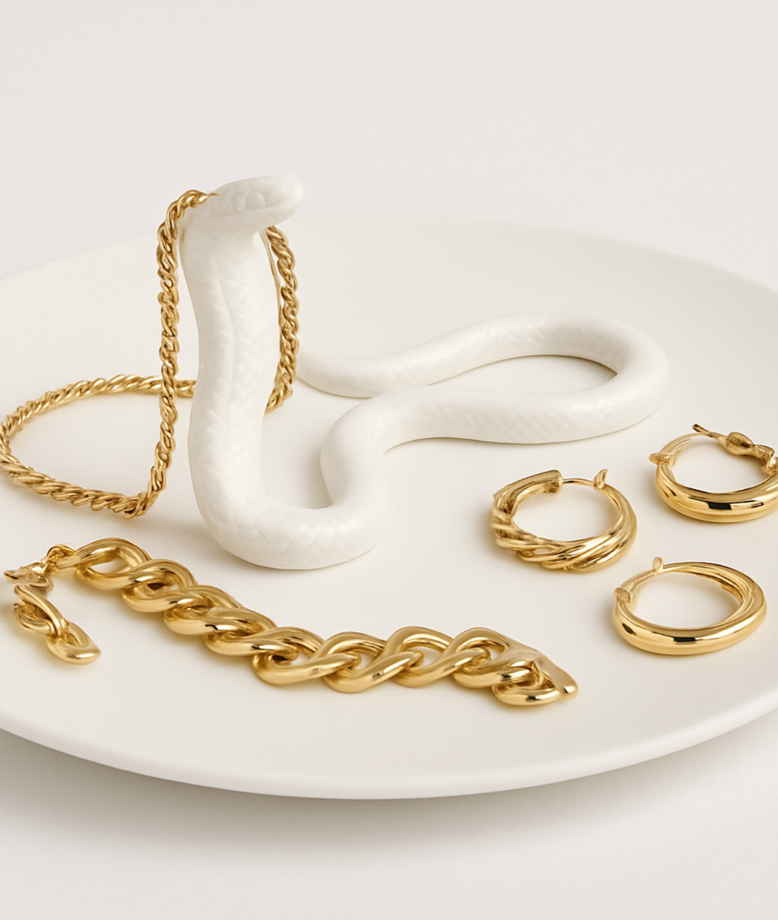 decoratieve schaal SNAKE wit