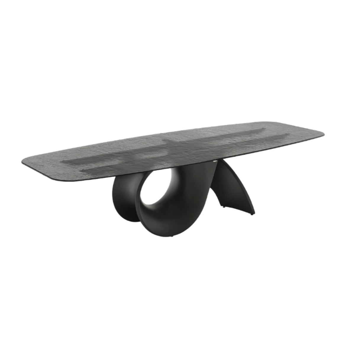 SEASHELL table with glass top and graphite base