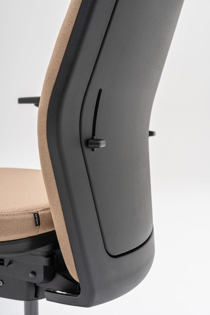 Fauteuil met gestoffeerde rugleuning EVO, verstelbare basis met wielen voor zachte oppervlakken