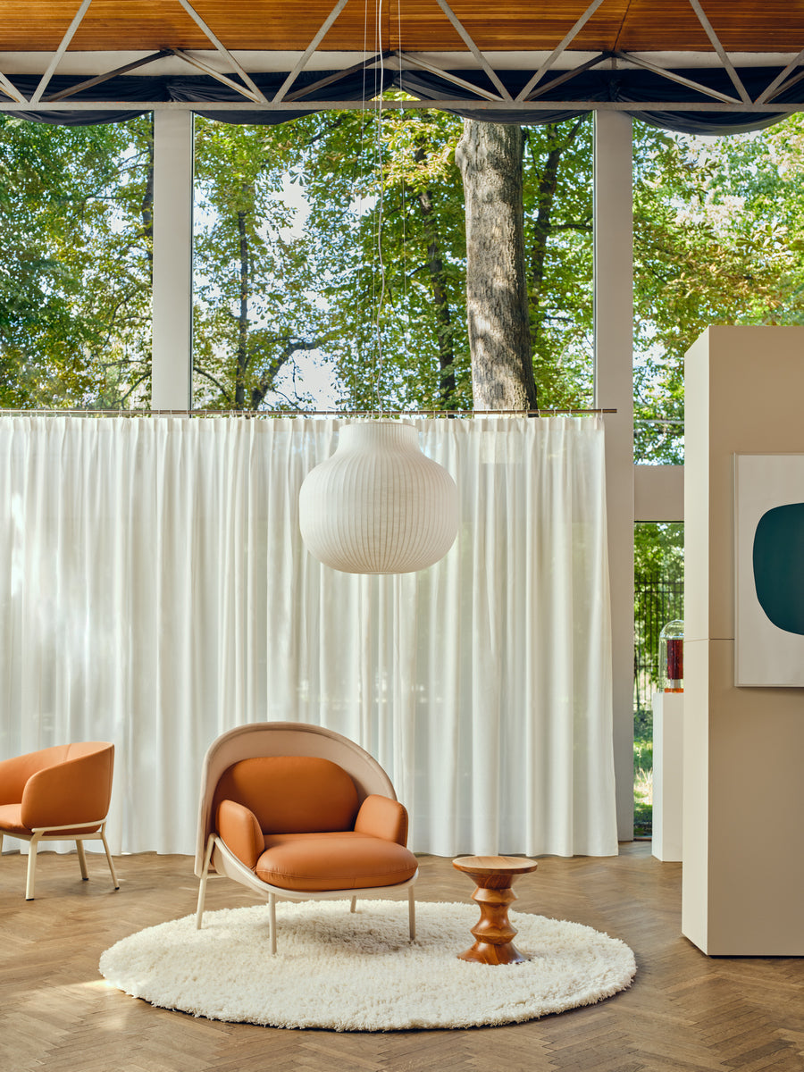 Armchair with low backrest beige mesh