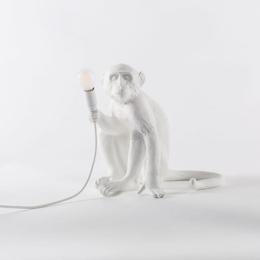 MONKEY SITTING table lamp white
