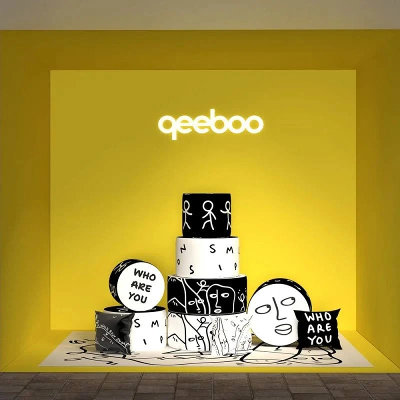 Tweekleurige kussen ENERGETIC EXPRESSIONS wit met zwart