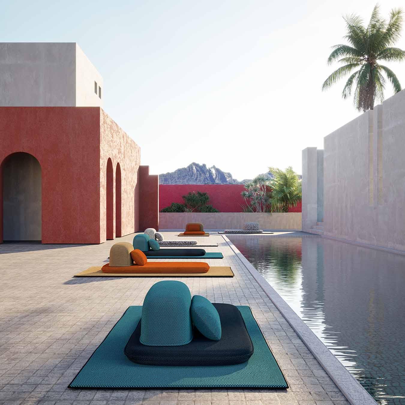 Siedzisko zewnętrzne CAILLOU turkusowo-pomarańczowy Liu Jo Living Eye on Design