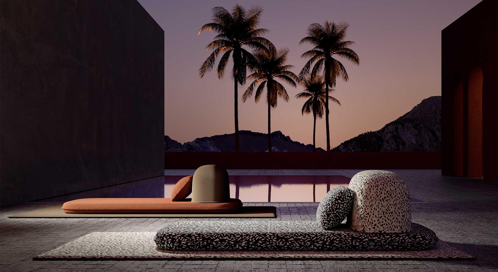 Siedzisko zewnętrzne CAILLOU turkusowo-pomarańczowy Liu Jo Living Eye on Design