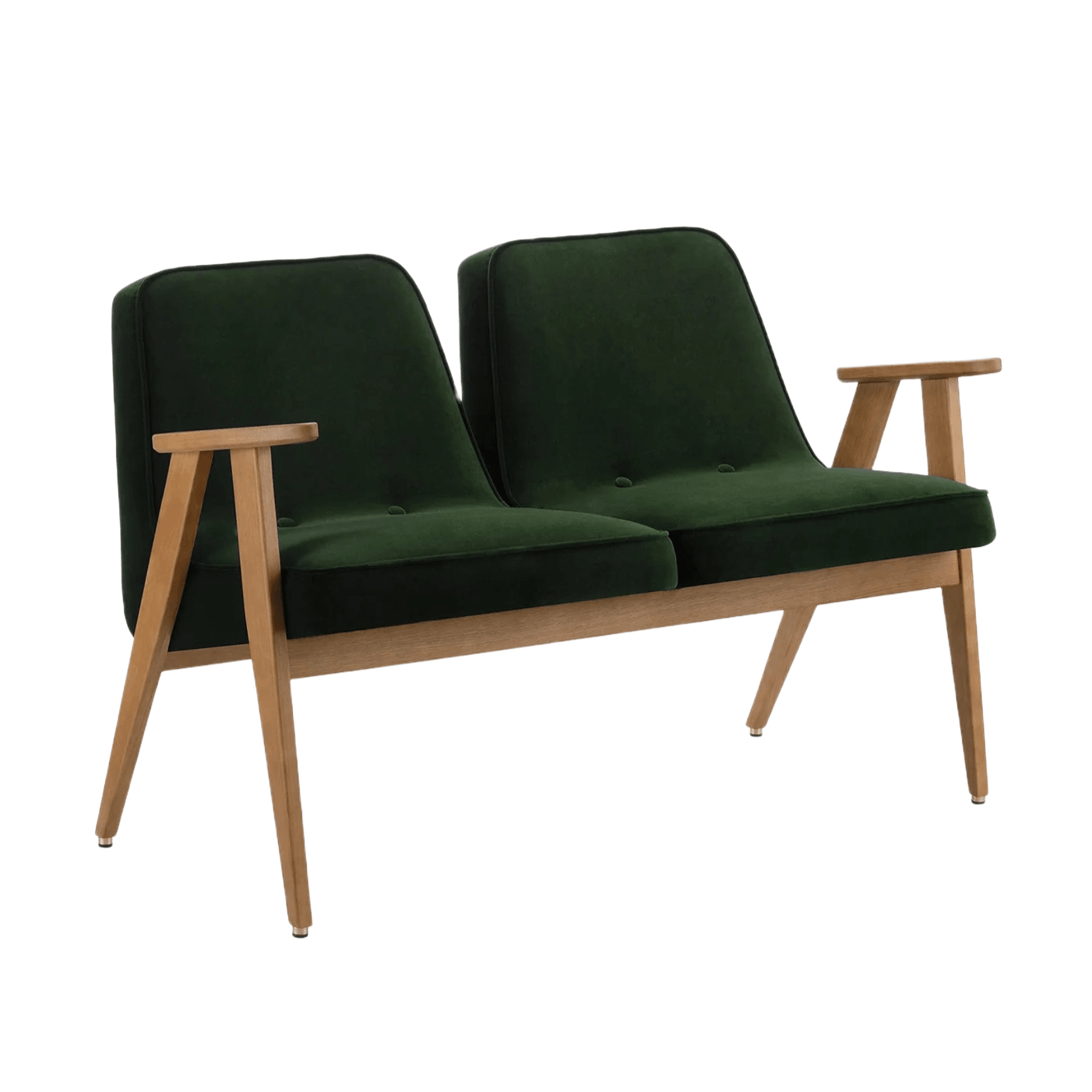 Sofa 2-osobowa 366 zielony w tkaninie Velvet Bottle Green 366 concept Dąb-02 Eye on Design
