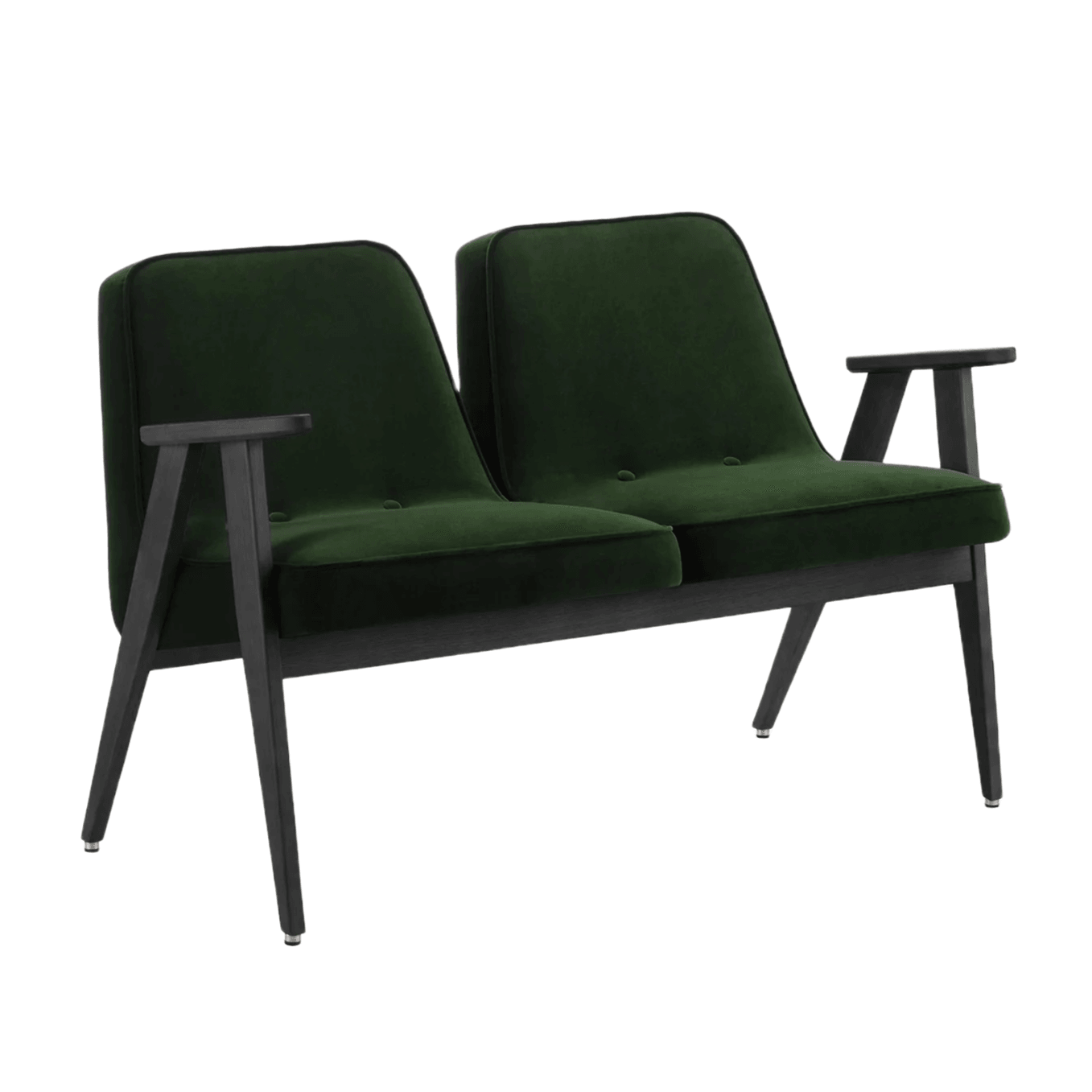 Sofa 2-osobowa 366 zielony w tkaninie Velvet Bottle Green 366 concept Dąb-04 Eye on Design