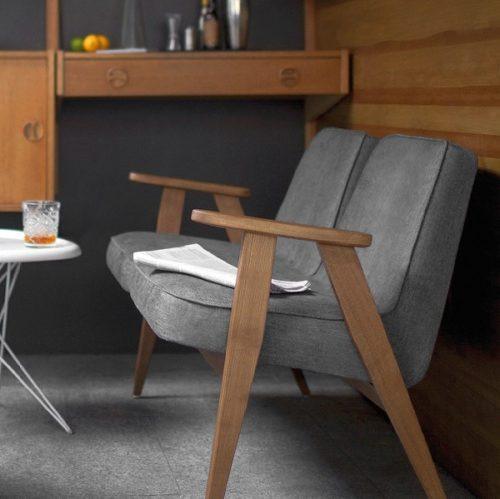 Sofa 2-osobowa dzielona FOX żółty w tkaninie Shine Velvet Mustard 366 concept Eye on Design