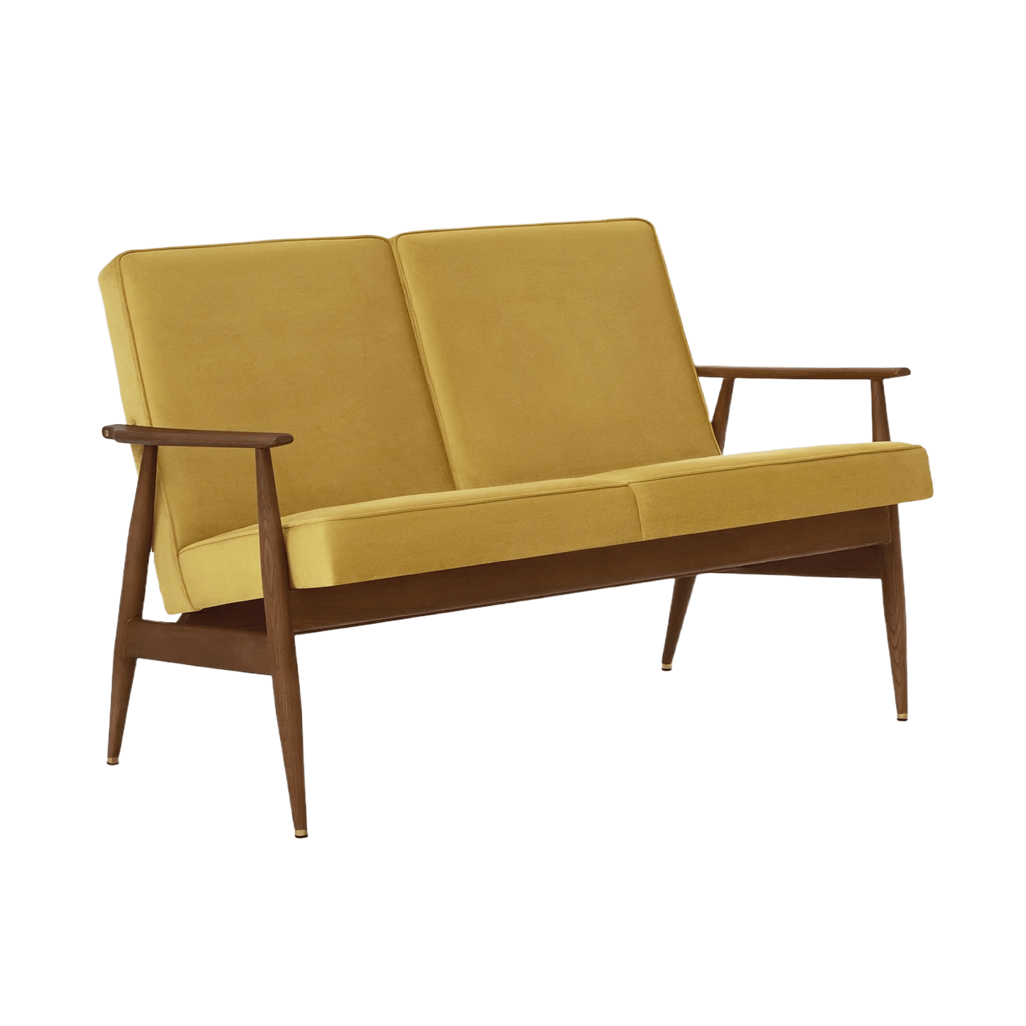 Sofa 2-osobowa dzielona FOX żółty w tkaninie Shine Velvet Mustard 366 concept Jesion-05 Eye on Design