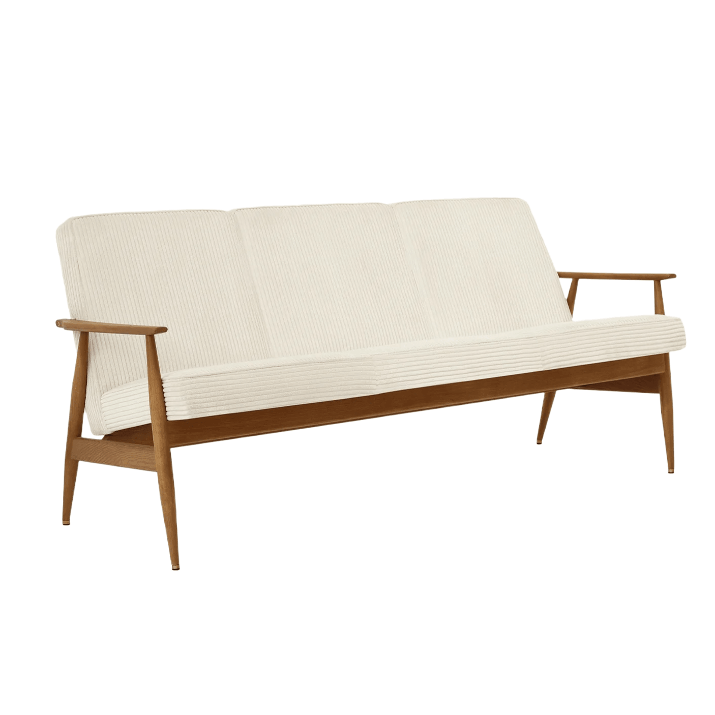 Sofa 3-osobowa dzielona FOX beżowy w tkaninie Cord Creme 366 concept Jesion-03 Eye on Design