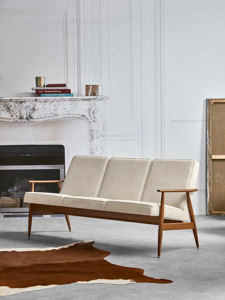 Sofa 3-osobowa dzielona FOX beżowy w tkaninie Cord Creme 366 concept Eye on Design