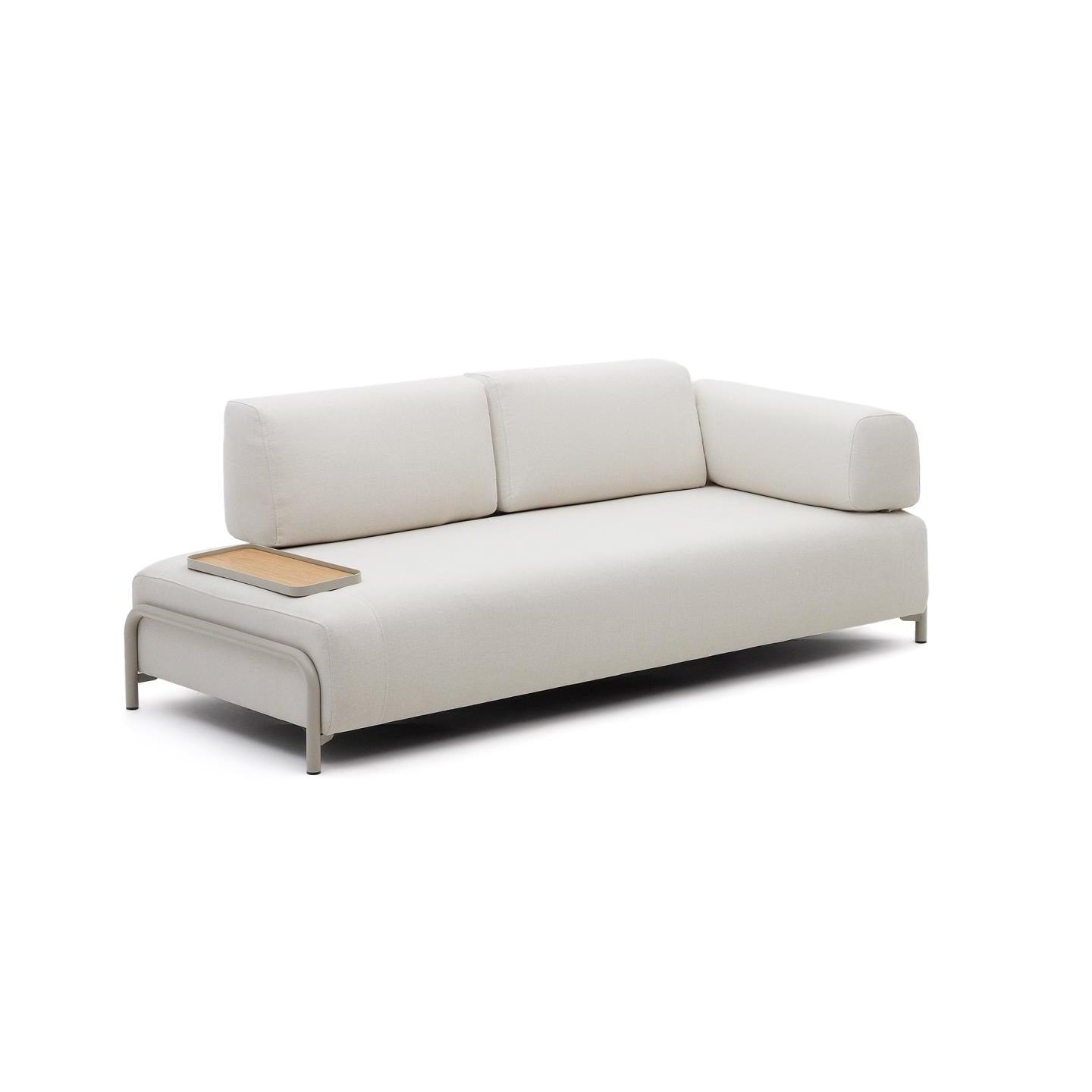 Sofa 3-osobowa modułowa z małą tacką COMPO jasnobeżowy szenil La Forma Eye on Design